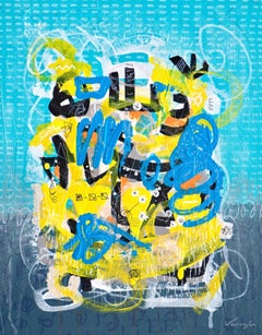 Burst, Pittura originale astratta d'arte contemporanea, pronta da appendere