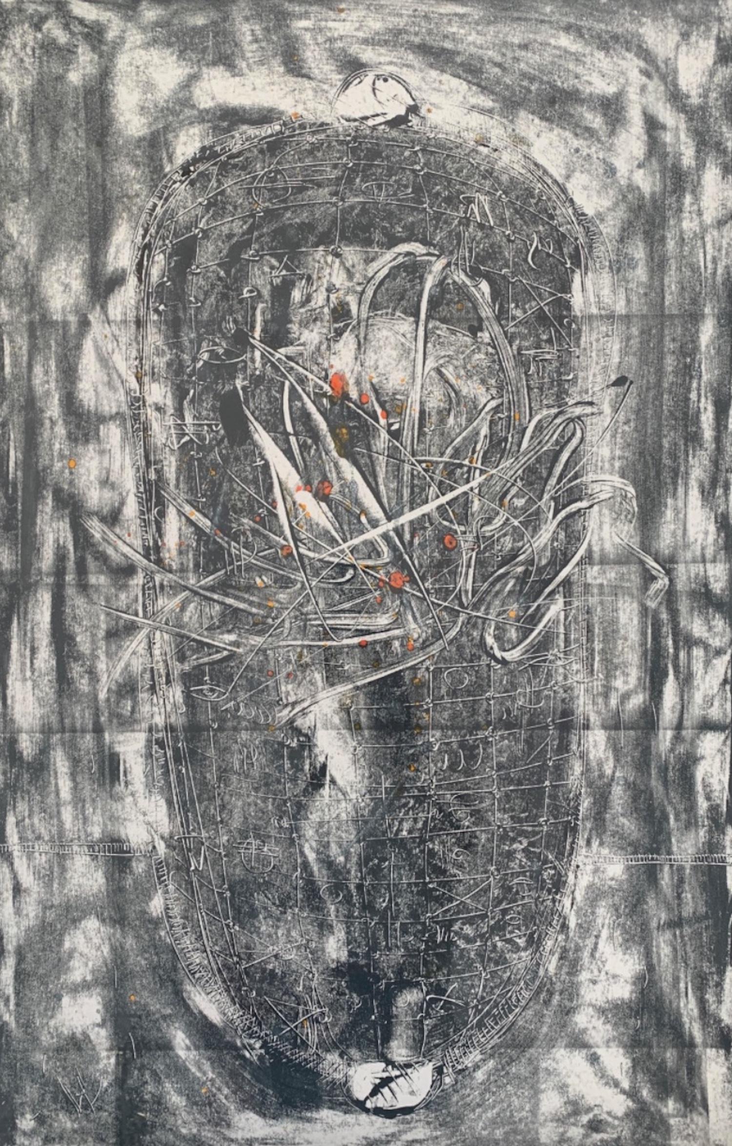 Abstract Painting de Varoujan Hovakimyan - Crisálida, Monotipo Abstracto Arte contemporáneo Pintura original