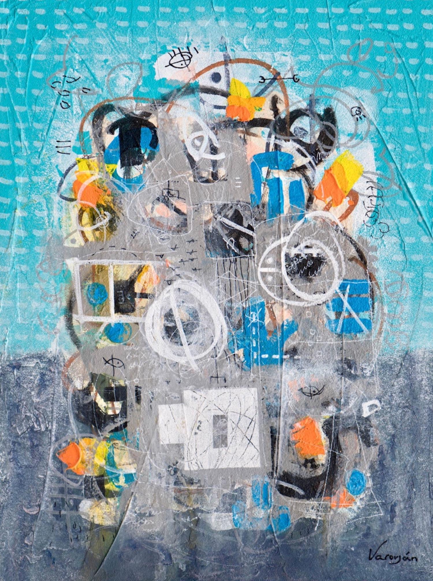 Varoujan Hovakimyan Abstract Painting – Cipher, Abstrakt Zeitgenössische Kunst Originalgemälde, hängefertig