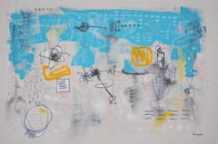 Echi e sussurri, Pittura originale astratta d'arte contemporanea, pronta da appendere