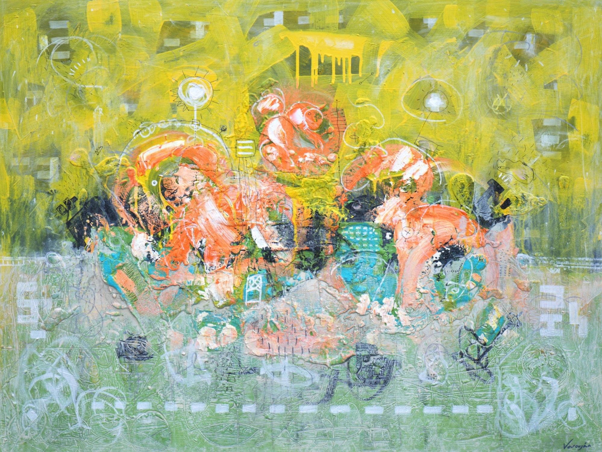 Varoujan Hovakimyan Abstract Painting – Euphoria Abstrakt Zeitgenössische Kunst Originalgemälde, hängefertig