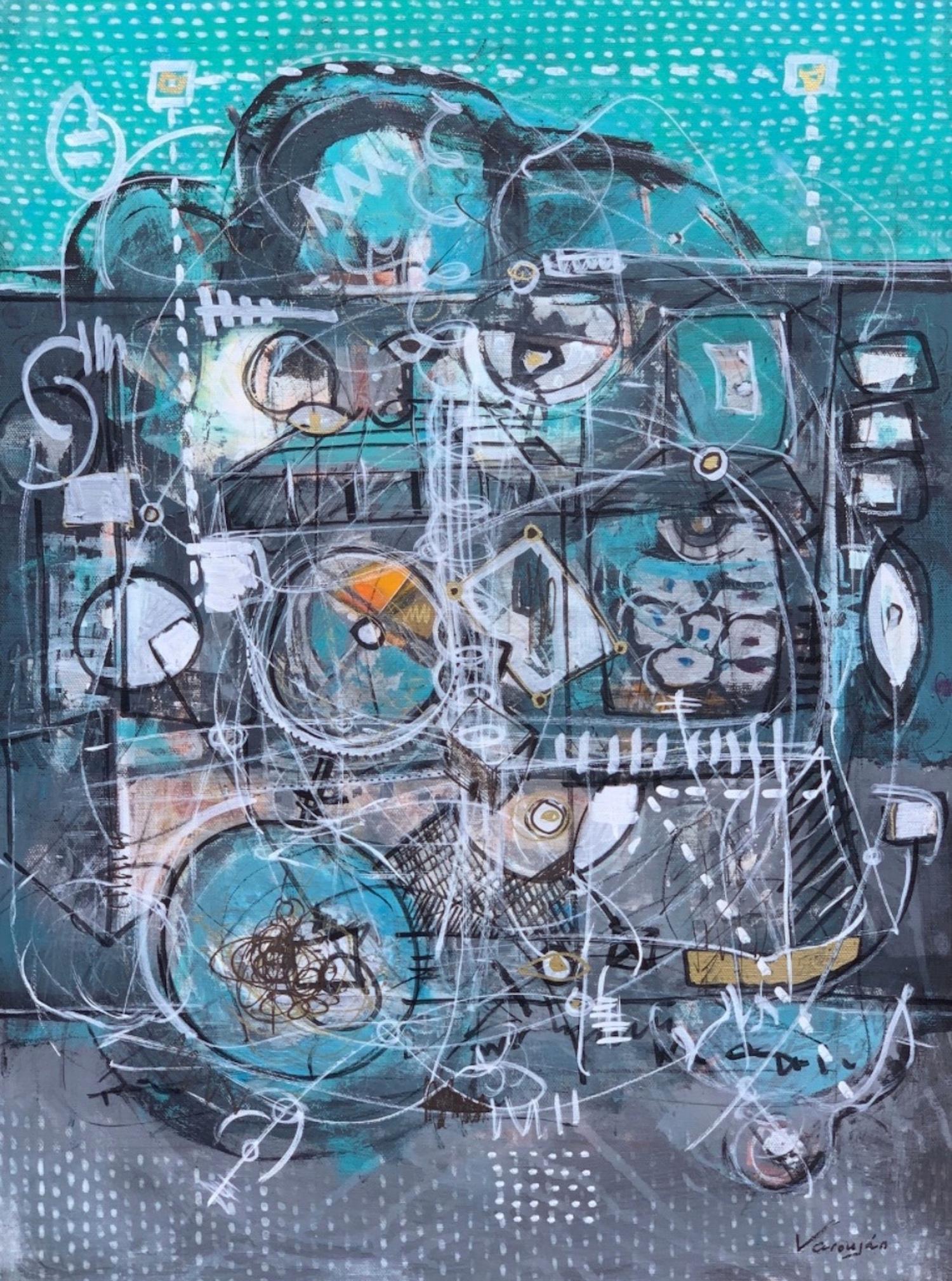 One Day At A Time Abstract Contemporary art Original Painting, Ready to Hang