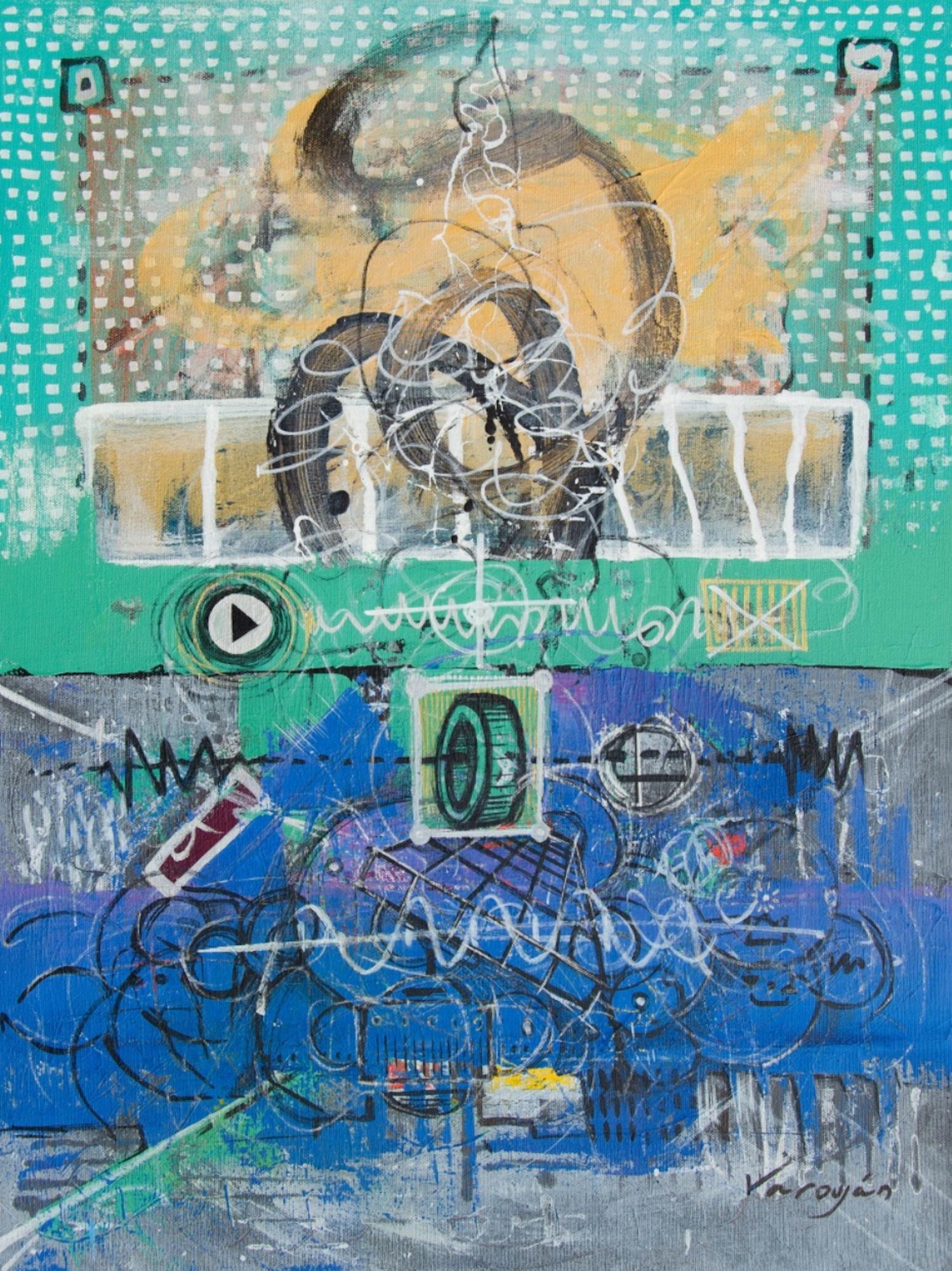 Play Abstrakt Zeitgenössische Kunst Originalgemälde, hängefertig