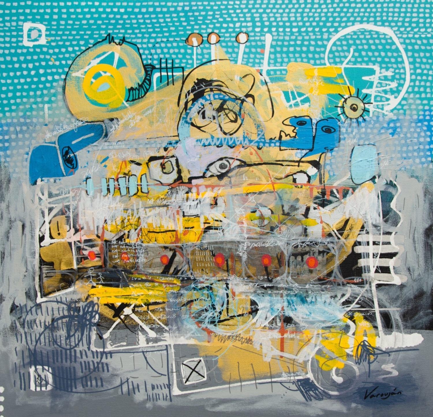 Abstract Painting di Varoujan Hovakimyan - Ship of Fools Pittura originale astratta d
arte contemporanea, pronta da appendere