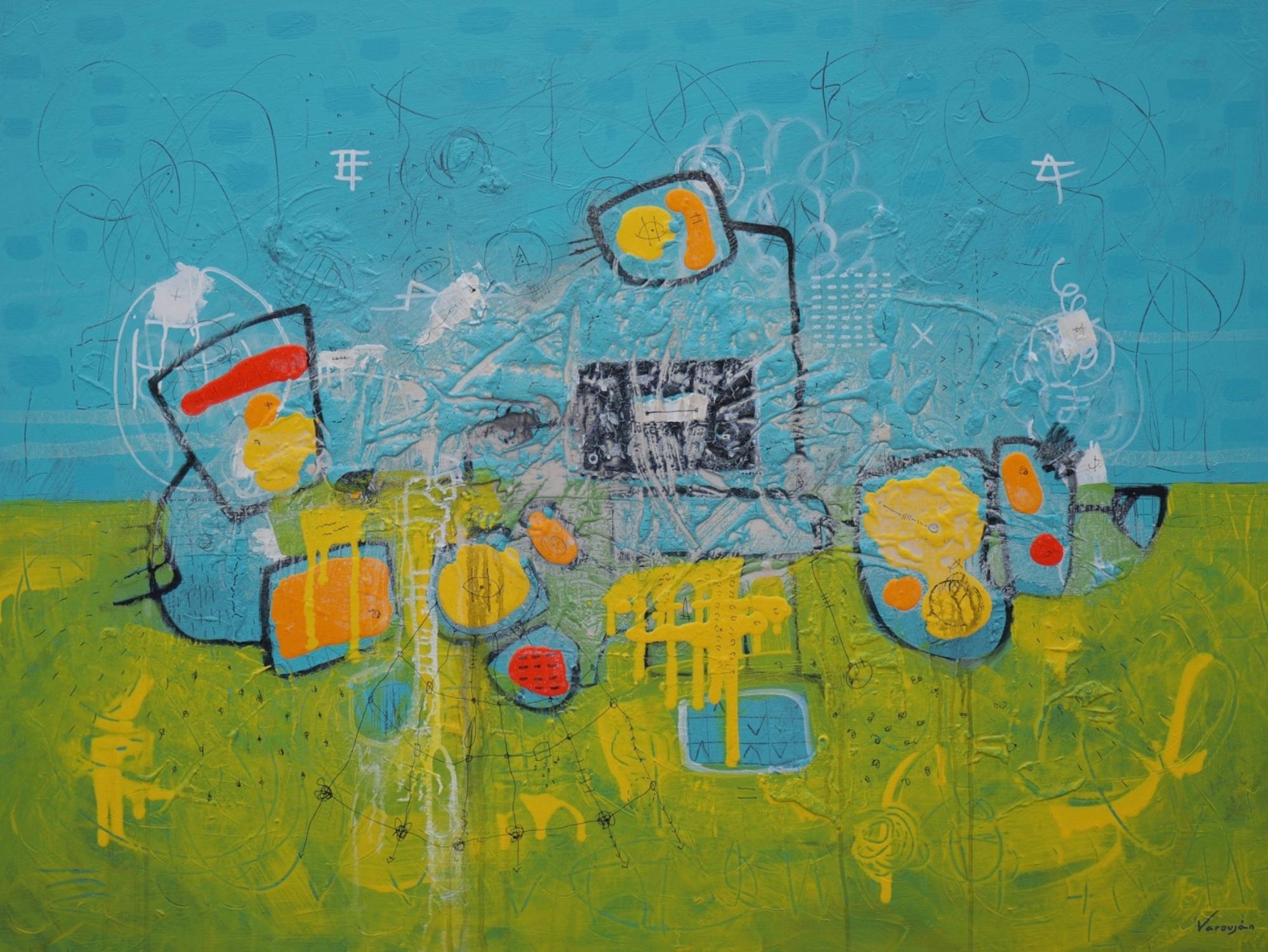 Varoujan Hovakimyan Abstract Painting – Spotlight Abstrakt Zeitgenössische Kunst Originalgemälde, hängefertig