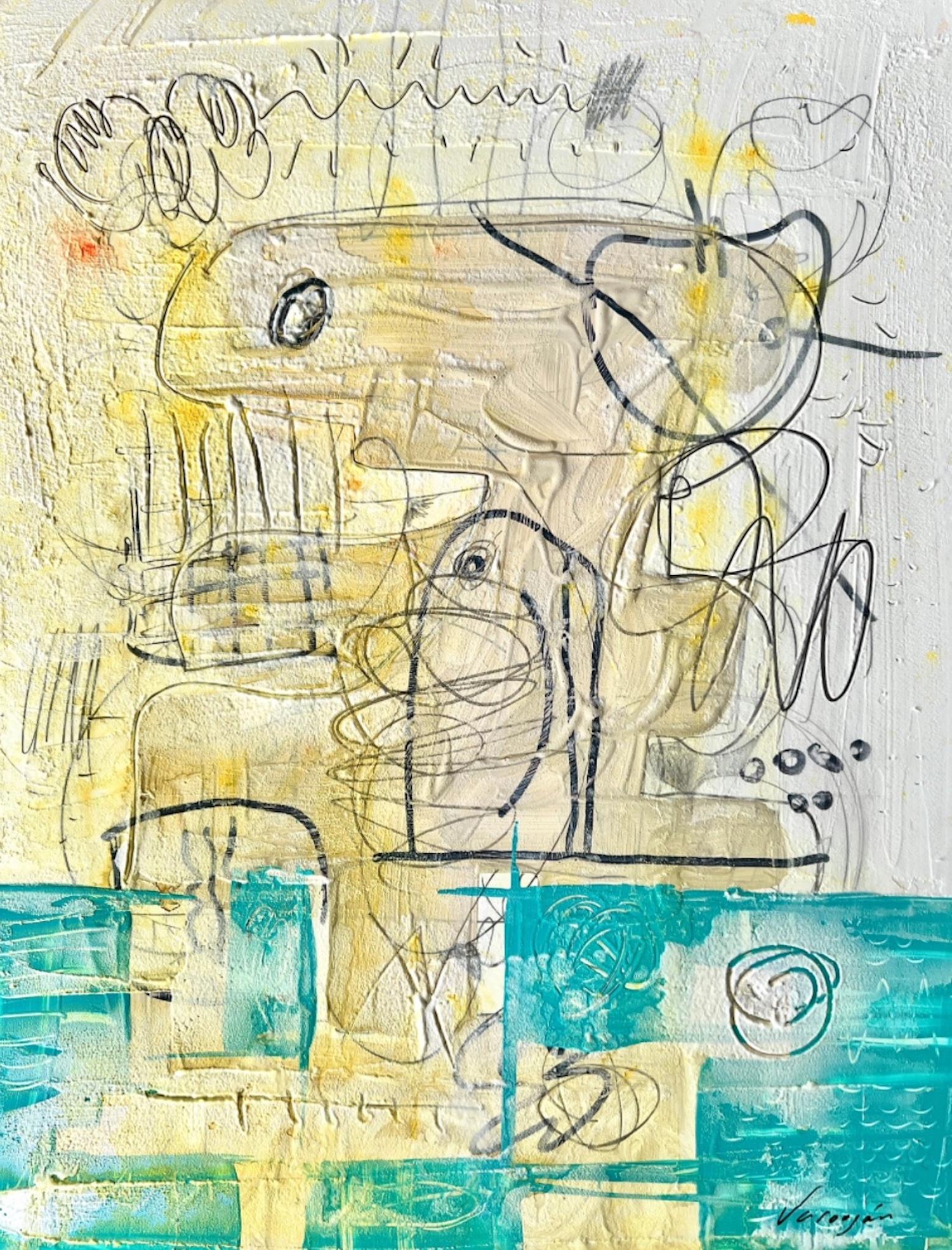 Varoujan Hovakimyan Abstract Painting - Three Hundred Thousand Years Ago, Abstract Contemporary art Original Painting