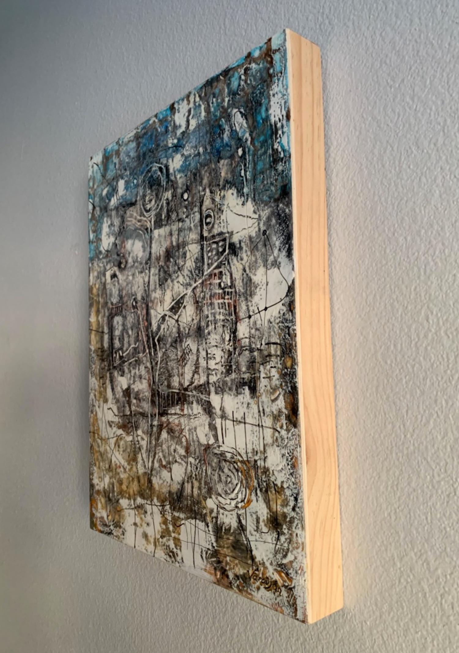 Winter, Abstrakt Contemporary art Originalgemälde, hängefertig (Impressionismus), Painting, von Varoujan Hovakimyan