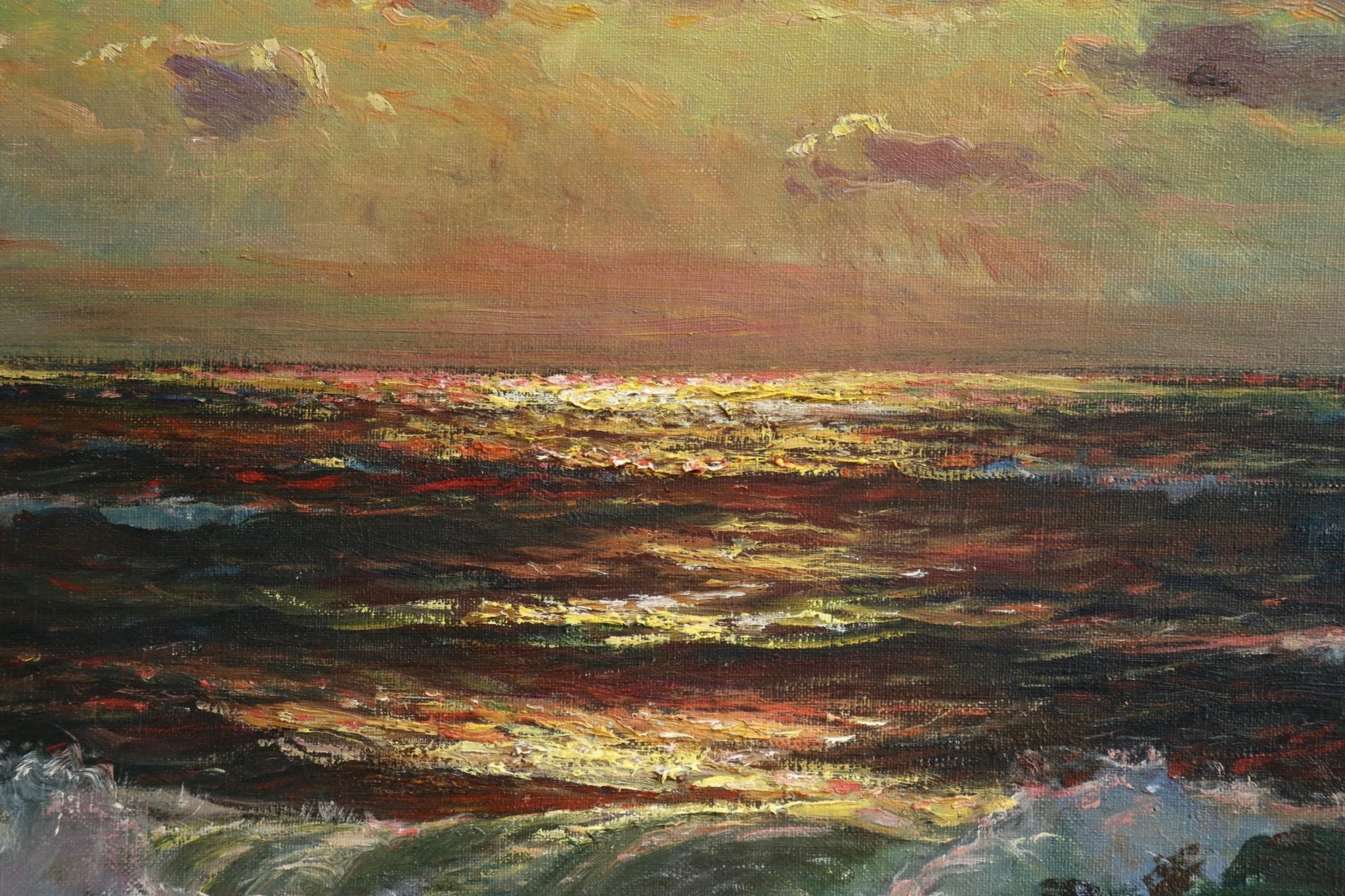 Sunset - 20th Century Impressionist Oil, Seascape by Vartan Makhokhian 8