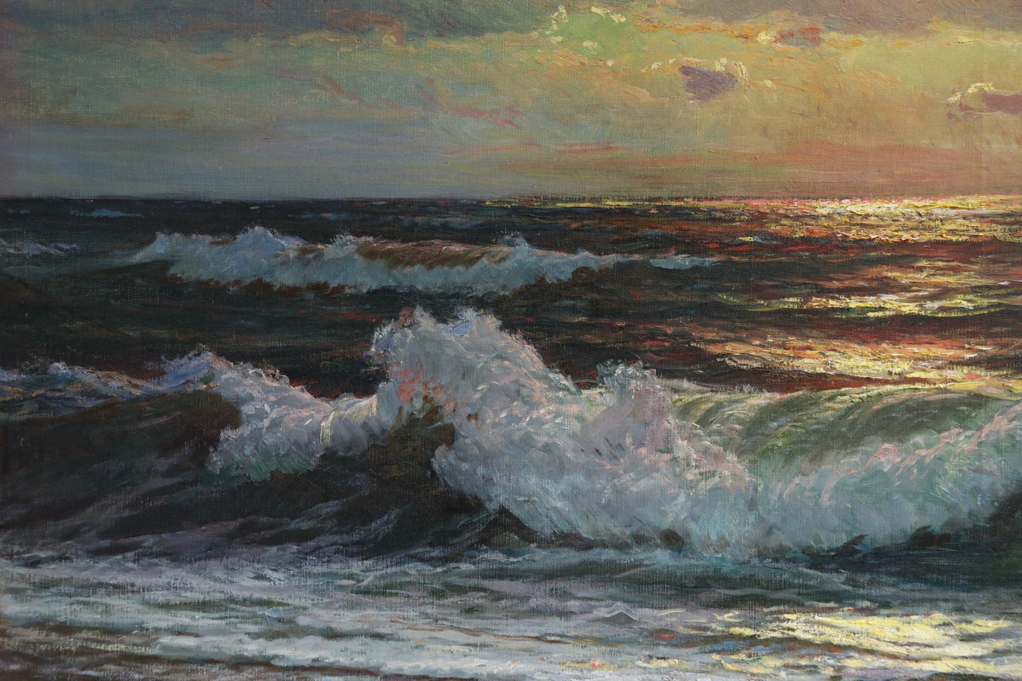 Sunset - 20th Century Impressionist Oil, Seascape by Vartan Makhokhian 1
