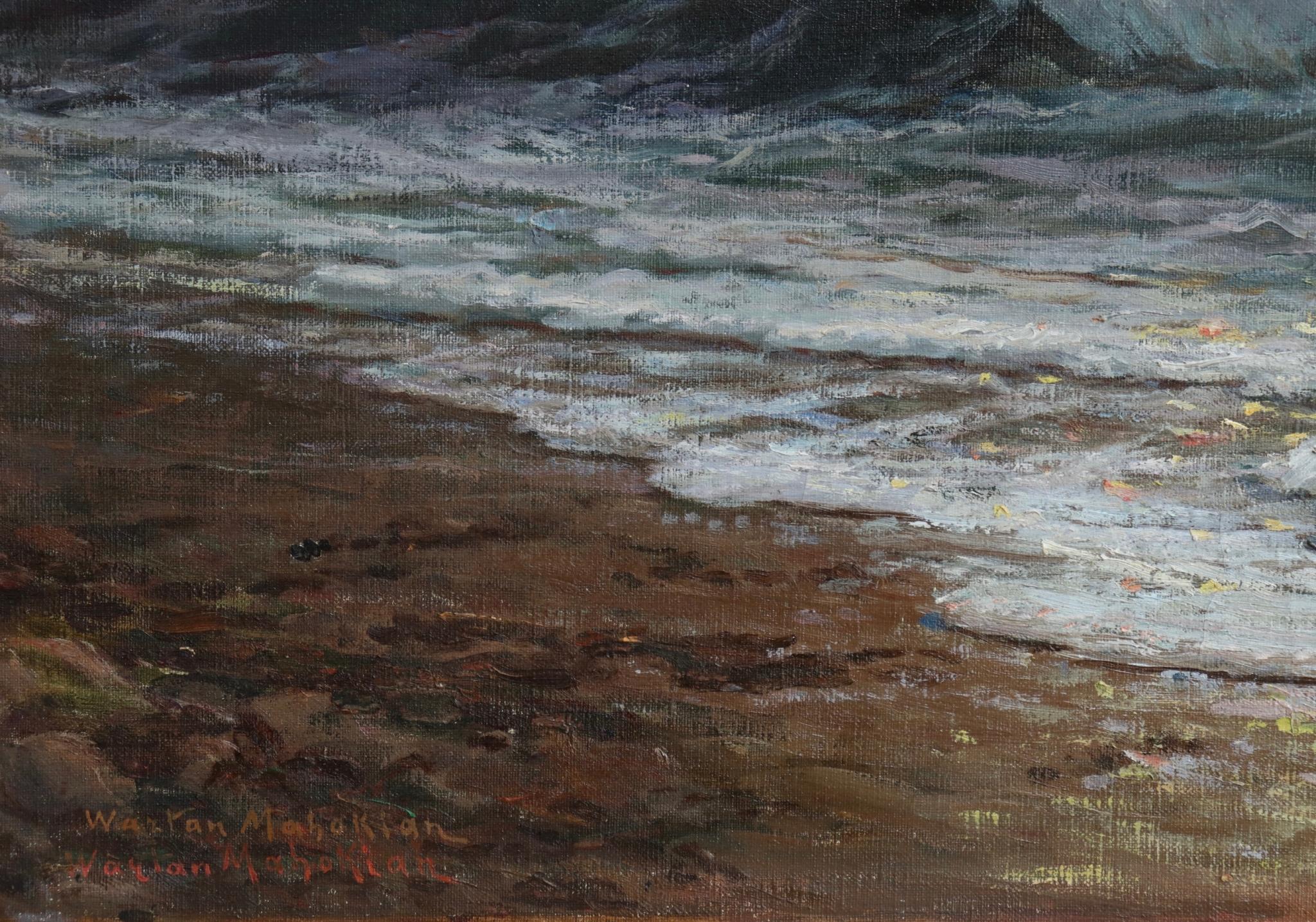 Sunset - 20th Century Impressionist Oil, Seascape by Vartan Makhokhian 2