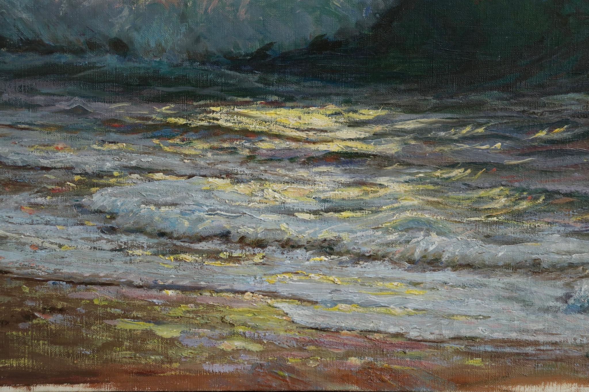 Sunset - 20th Century Impressionist Oil, Seascape by Vartan Makhokhian 3