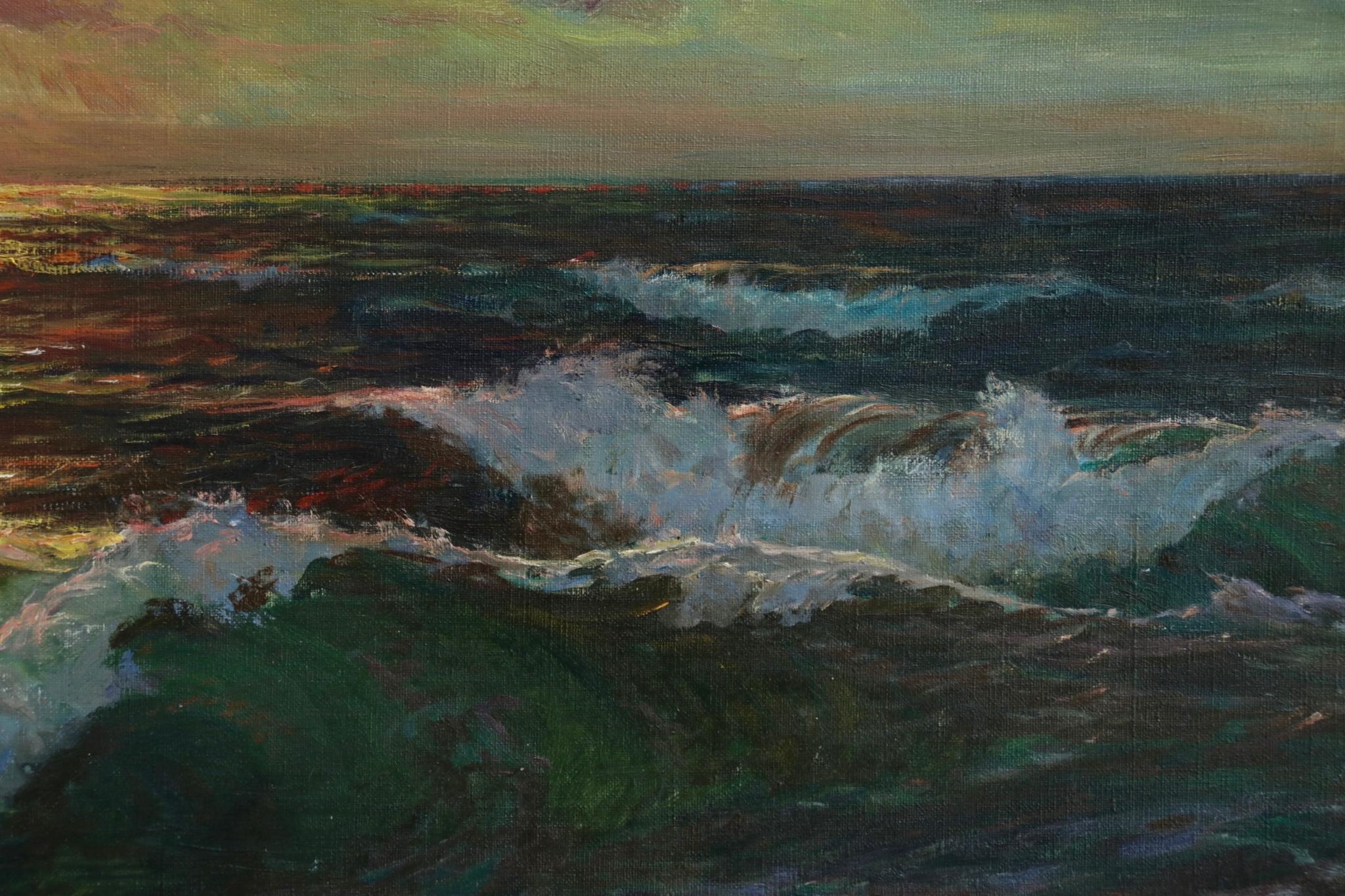 Sunset - 20th Century Impressionist Oil, Seascape by Vartan Makhokhian 5