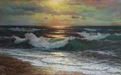 Antique Sunset - 20th Century Impressionist Oil, Seascape by Vartan Makhokhian