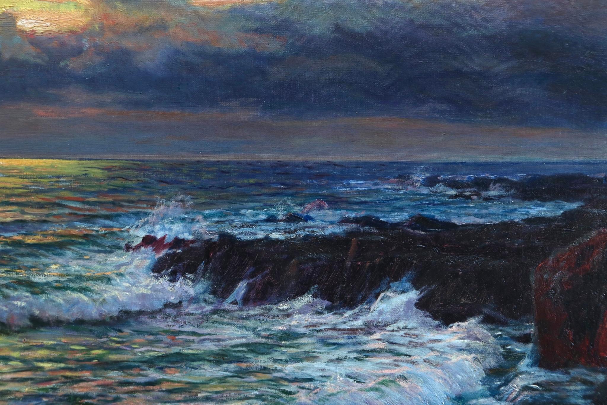 Sunset - Impressionist Oil, Sunset over Seascape by Vartan Makhokhian 1