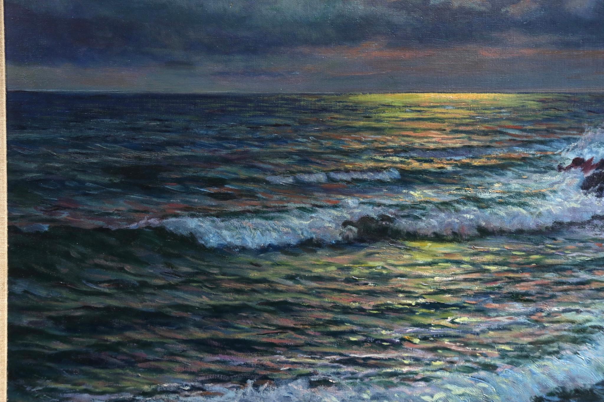 Sunset - Impressionist Oil, Sunset over Seascape by Vartan Makhokhian 3
