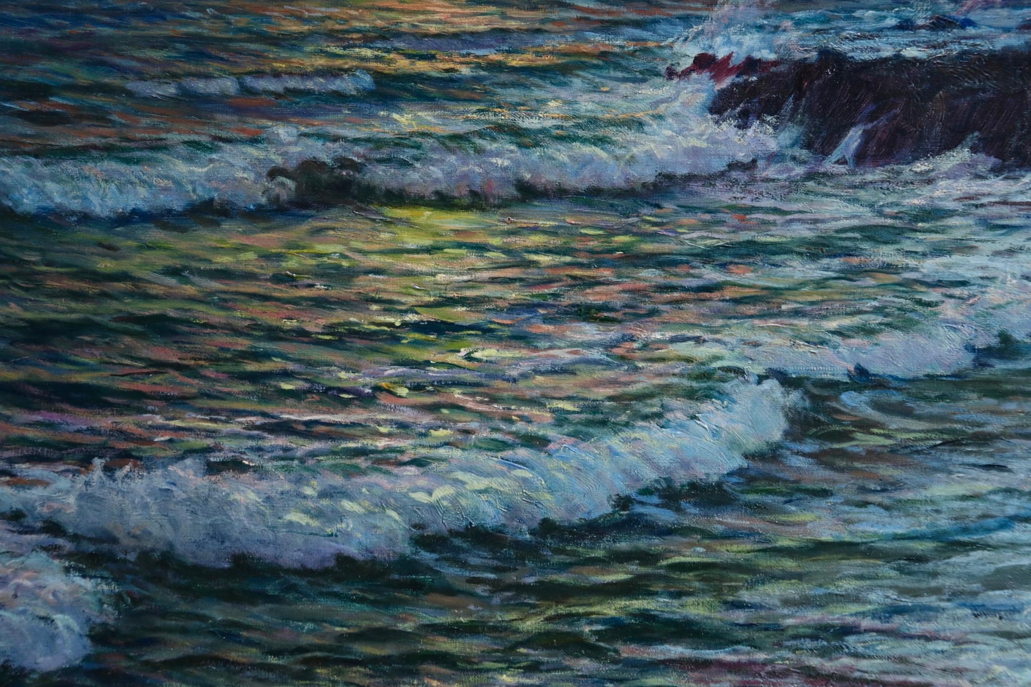 Sunset - Impressionist Oil, Sunset over Seascape by Vartan Makhokhian 7