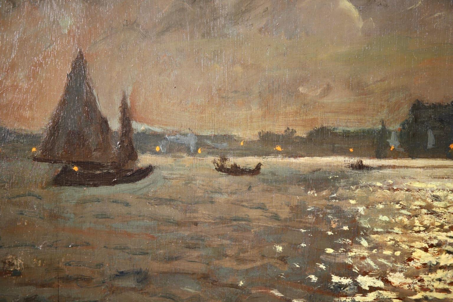 Venice - Evening - Impressionist Oil, Boats in Seascape by Vartan Makhokhian 9