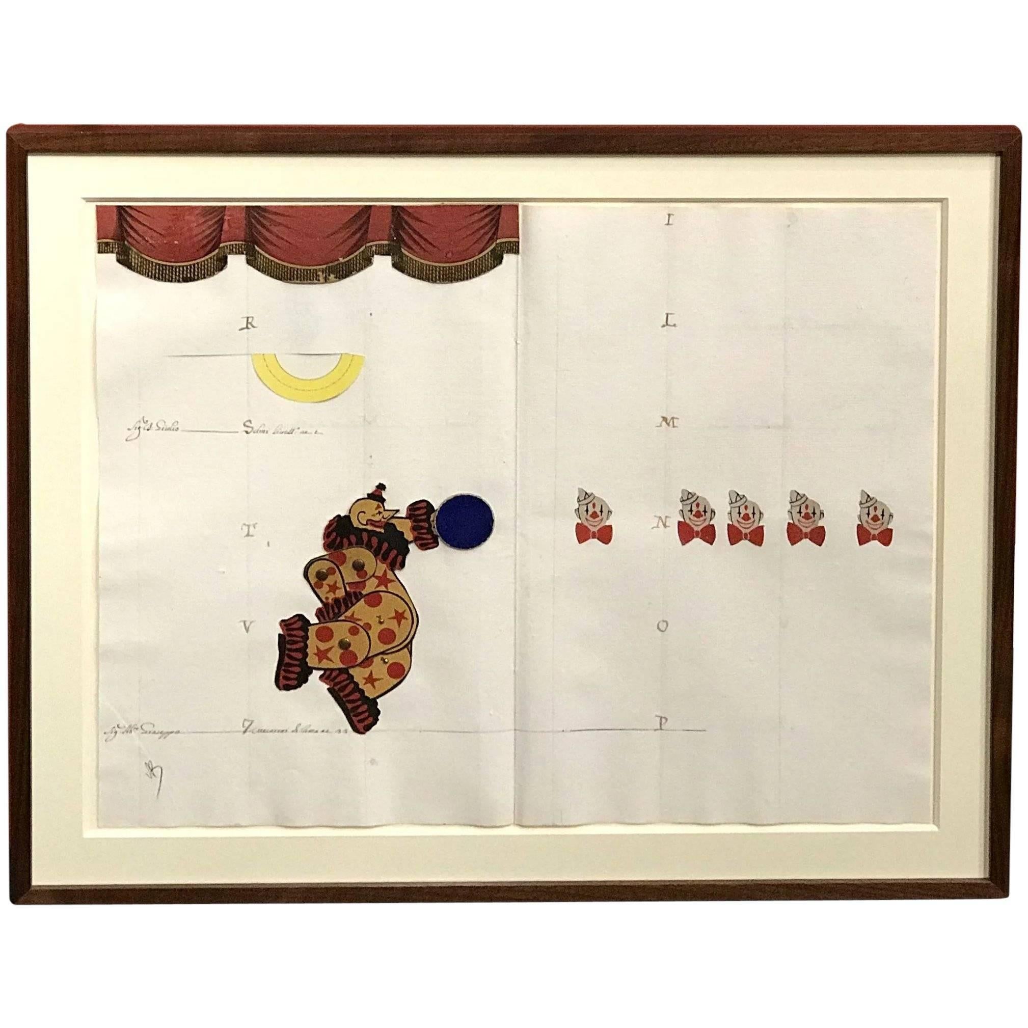 Framed Paper Collage With Clowns - Mixed Media Art by Varujan Boghosian