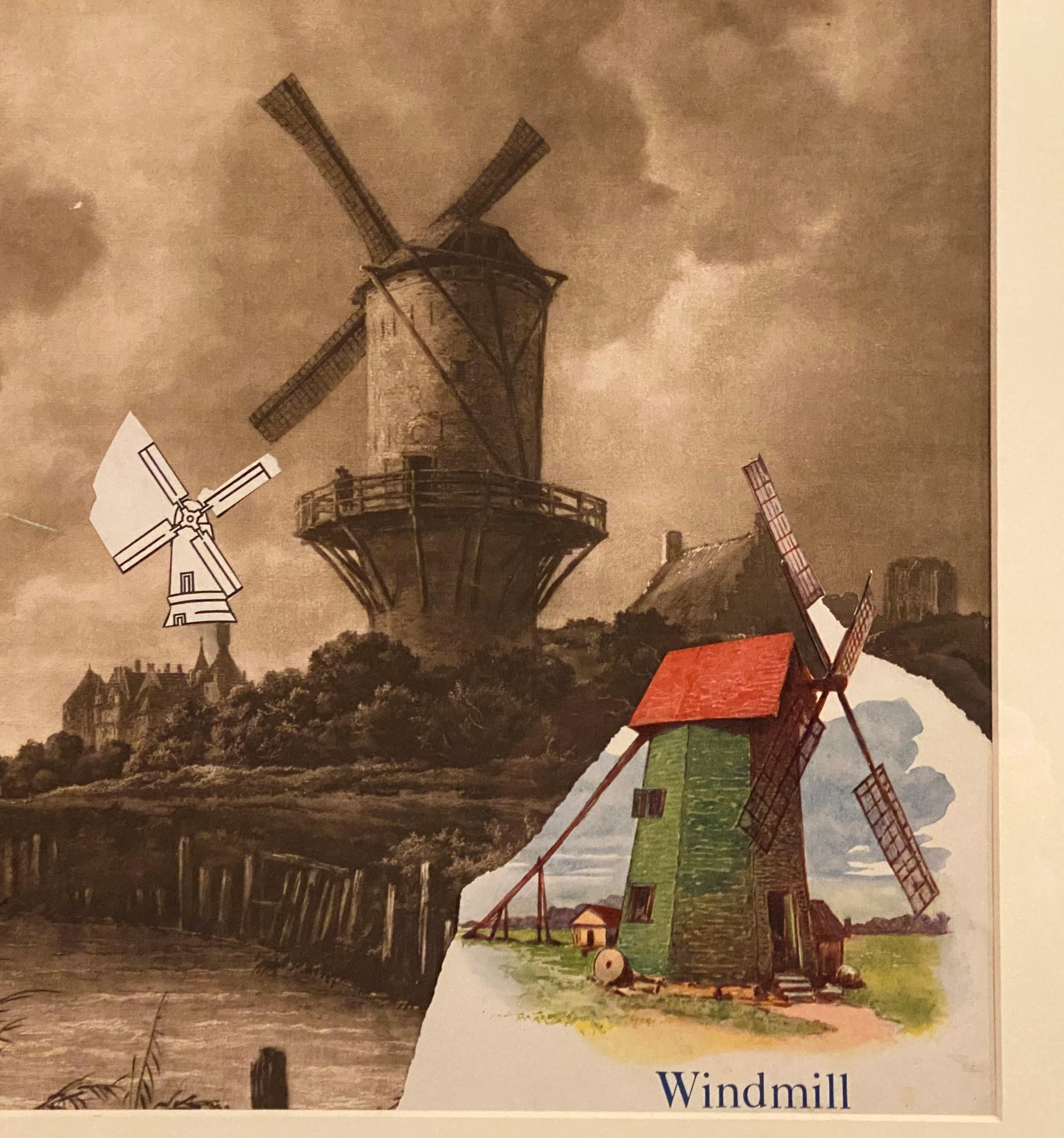 Windmills Collage - Abstract Expressionist Art by Varujan Boghosian