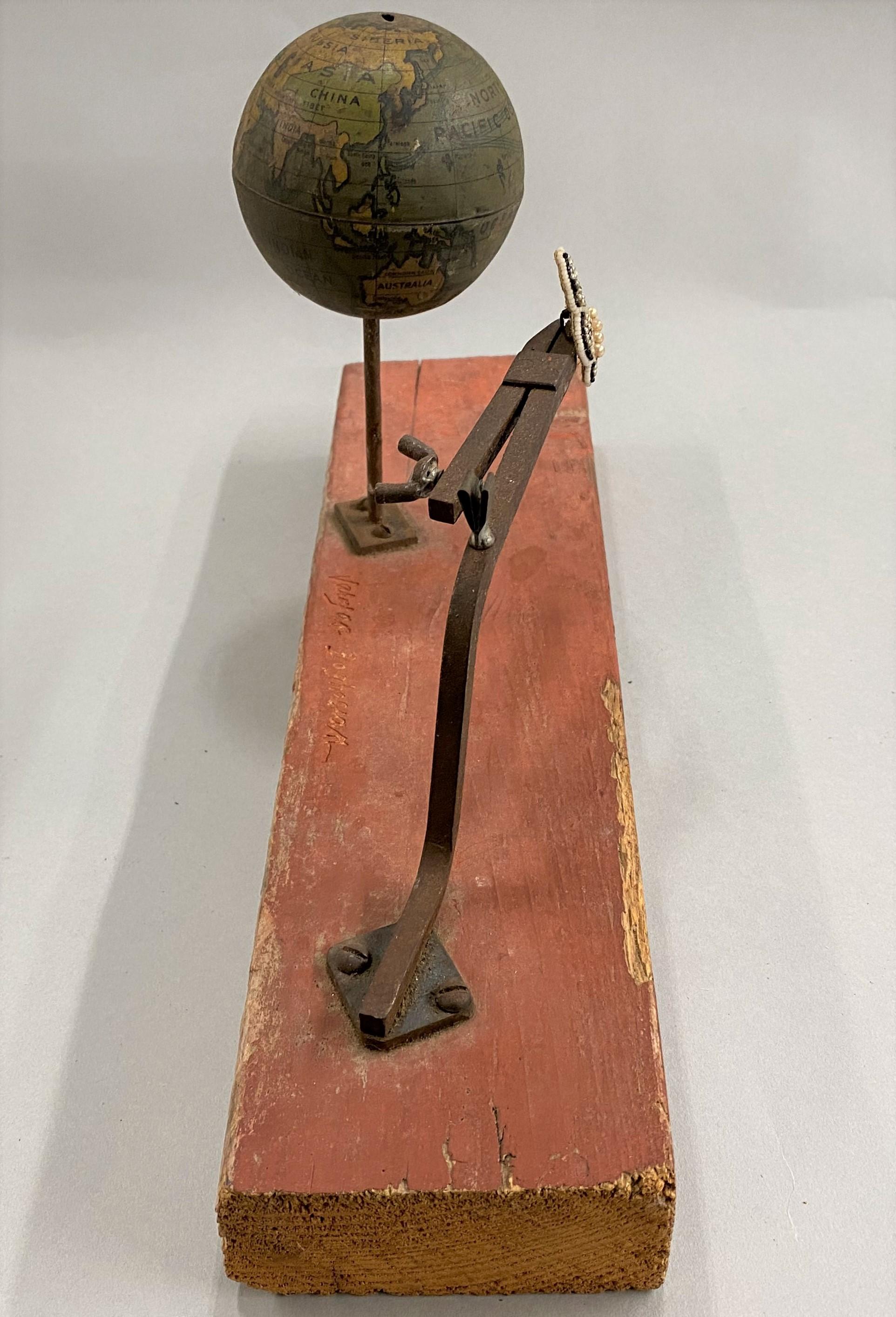 A fine assemblage sculpture by American artist Varujan Boghosian (1926-2020). Boghosian was born in New Britain, CT and after serving in the United States Navy, he attended Central Connecticut Teachers College and the Vesper George School of Art in