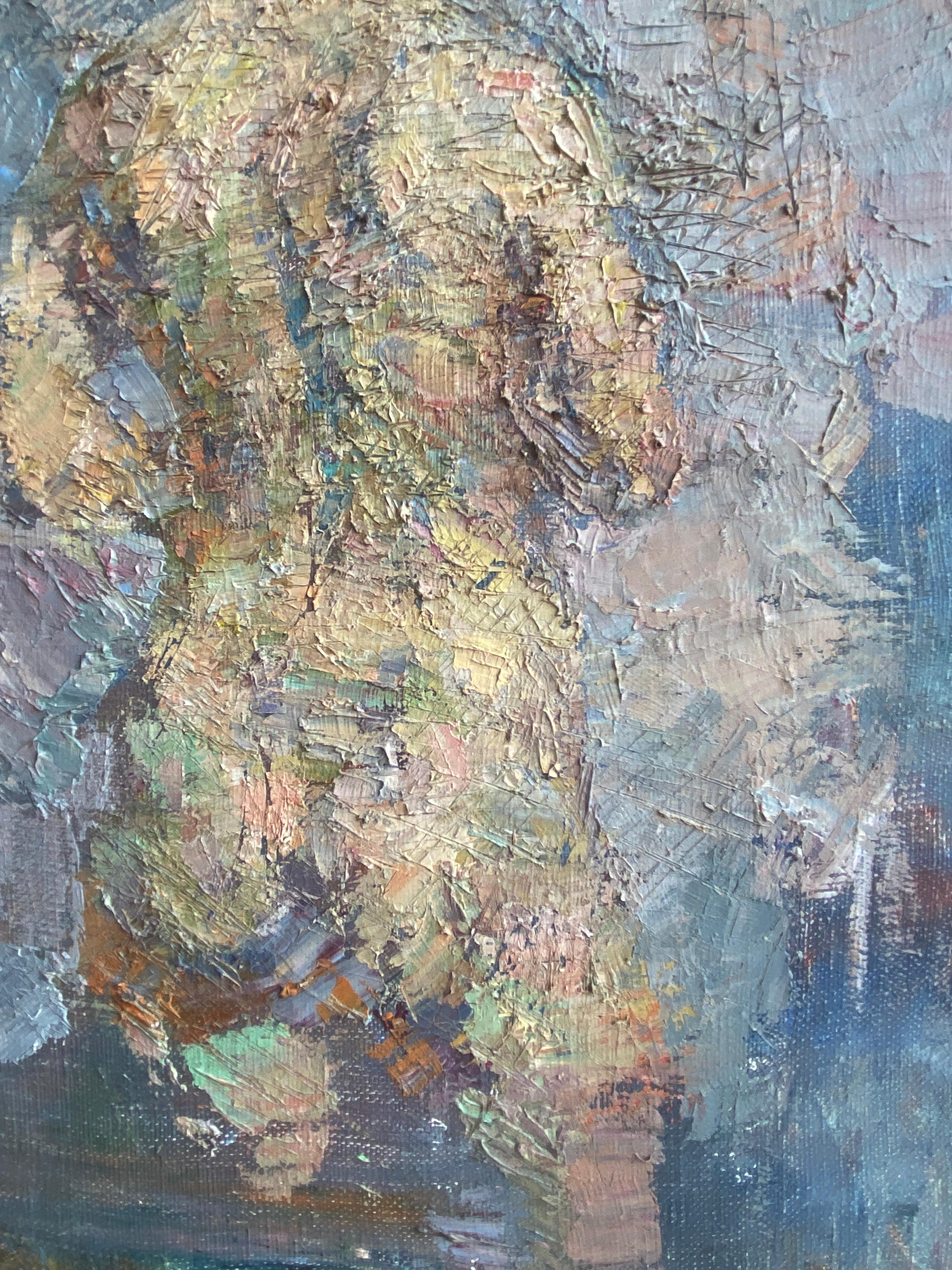 Varvara's style is characterized by spontaneous heavily impastoed brushstrokes, reminiscent of late Claude Monet and Post-Impressionist artists. The resulting original texture is employed in the service of light and colour creating a real bounty of