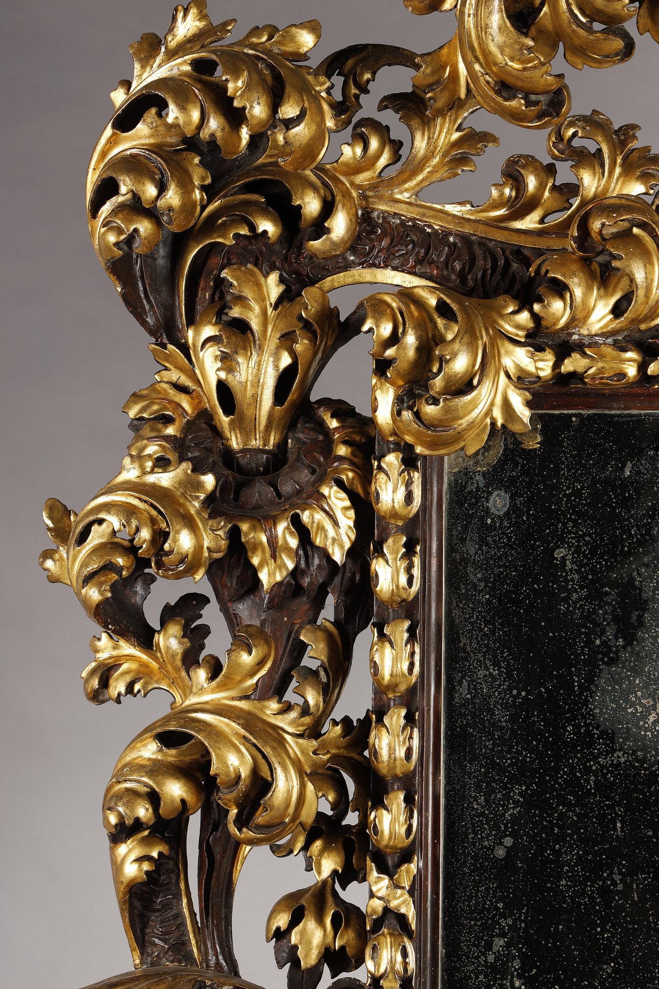 Très grand cadre de miroir baroque romain en vente 7