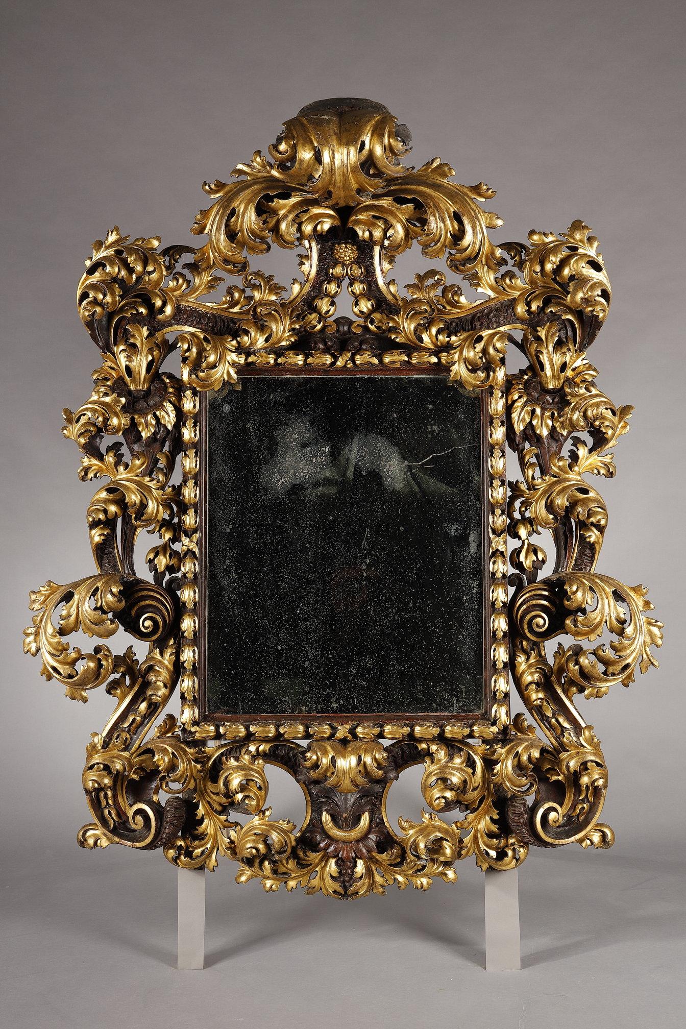 Baroque Très grand cadre de miroir baroque romain en vente
