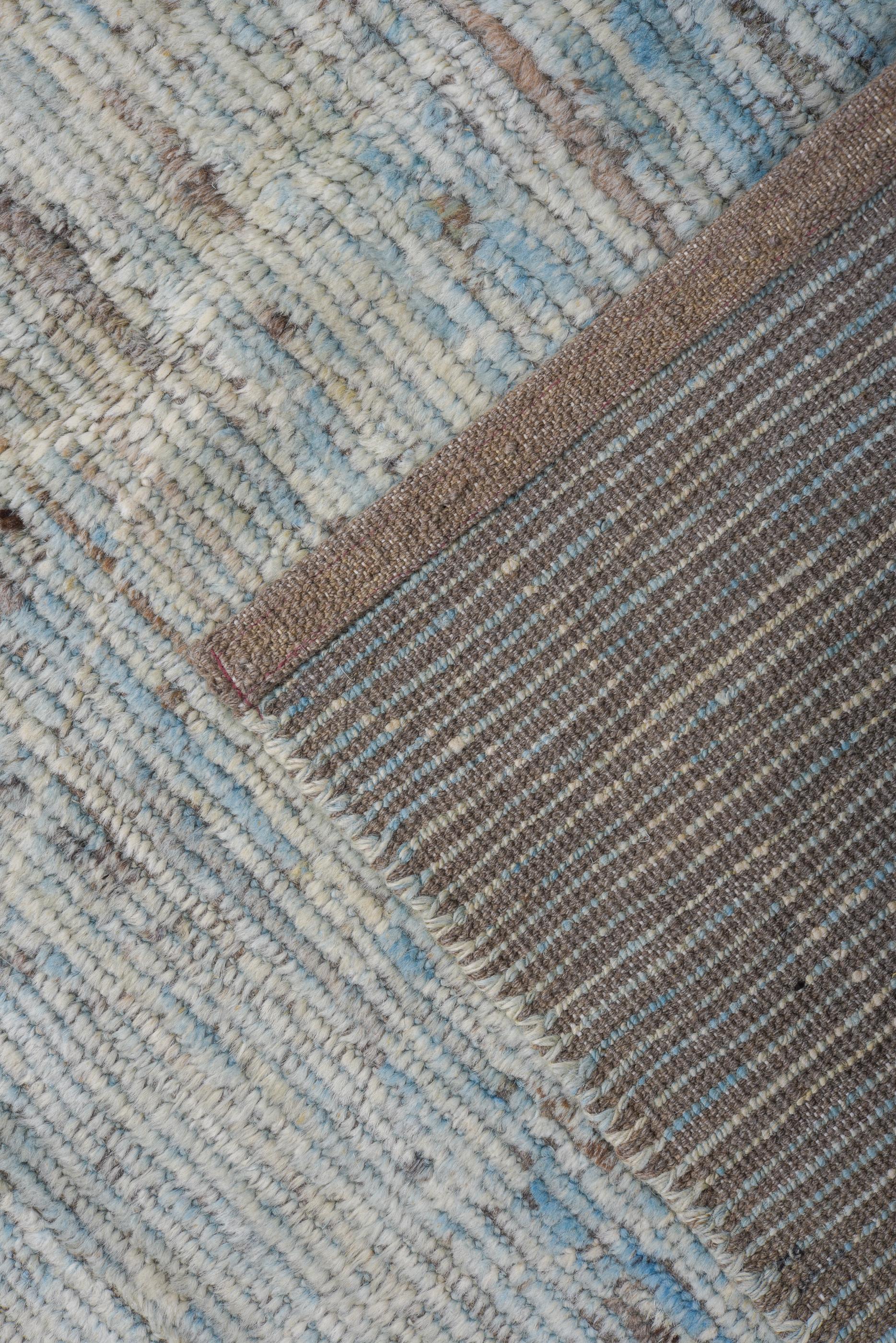 Contemporary Varying Blues and Browns Tulu For Sale