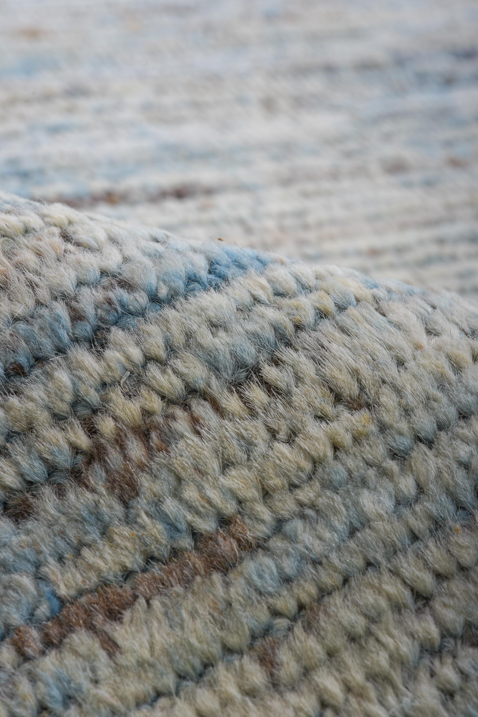 Wool Varying Blues and Browns Tulu For Sale