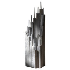 Varying Height Cluster Of Pillars White Marble Candelabra by Andres Monnier