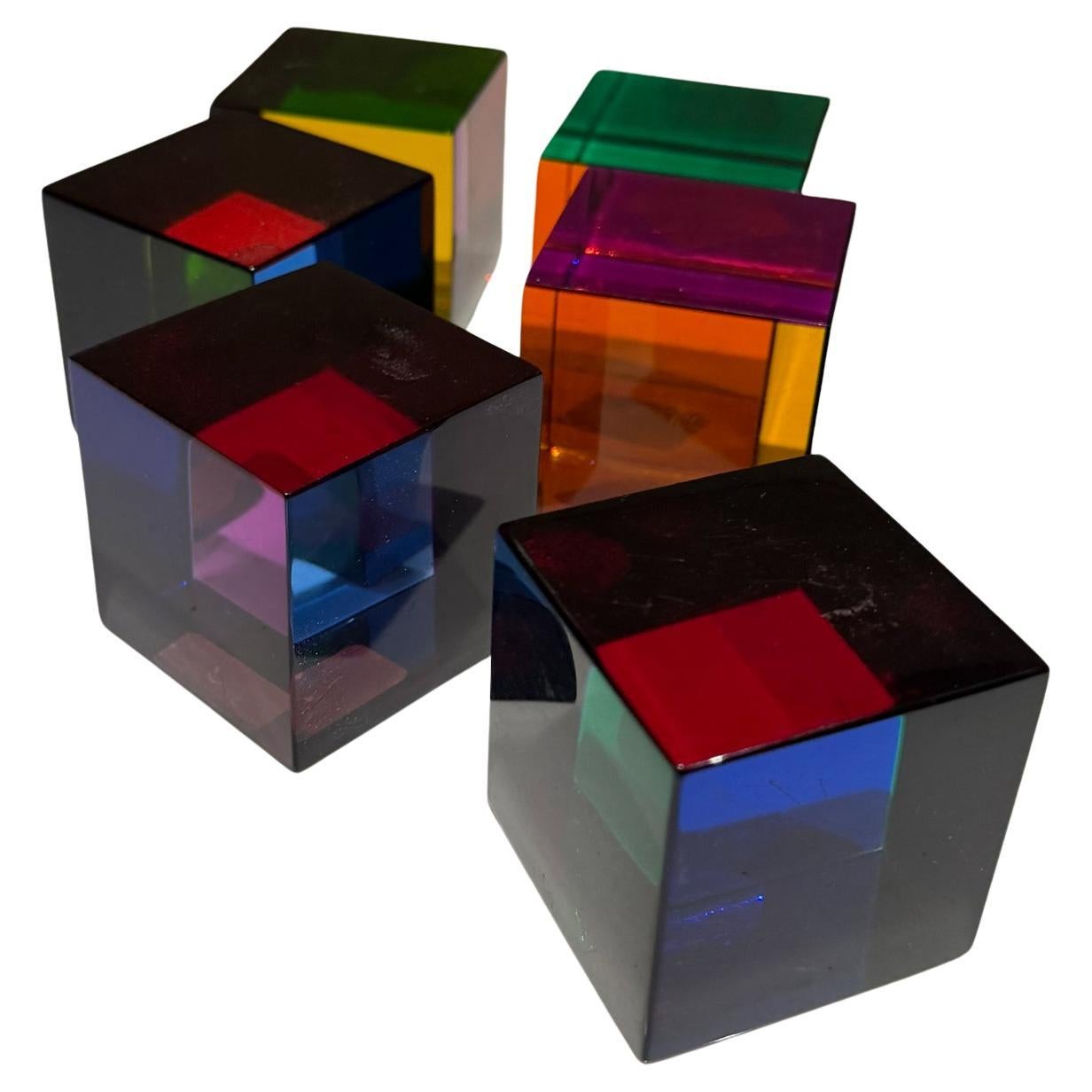 Vasa Mihich Acrylic Cube Sculptures Mid Century Post Modern