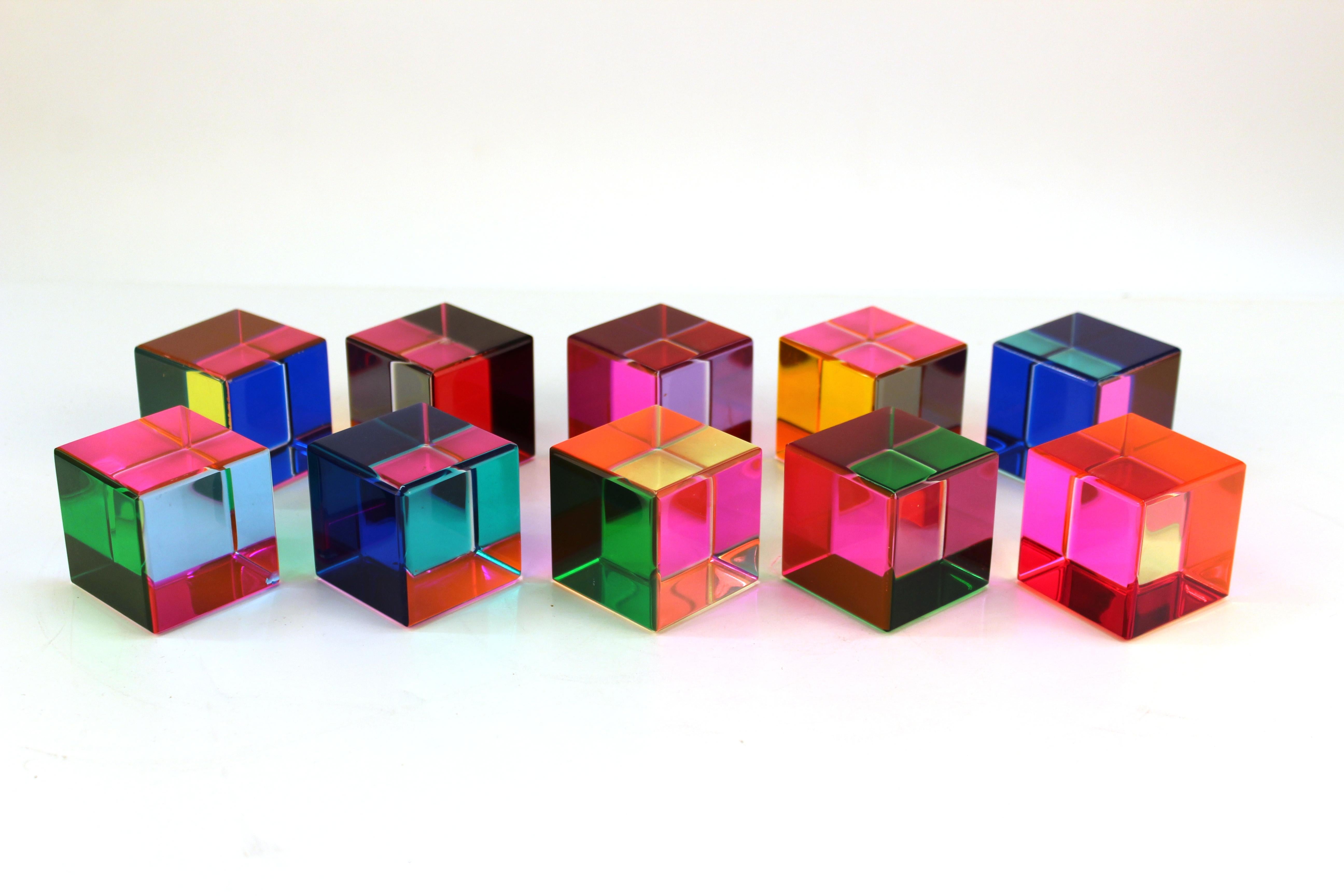 crystal sculpture table ornament magic chromaticity cube