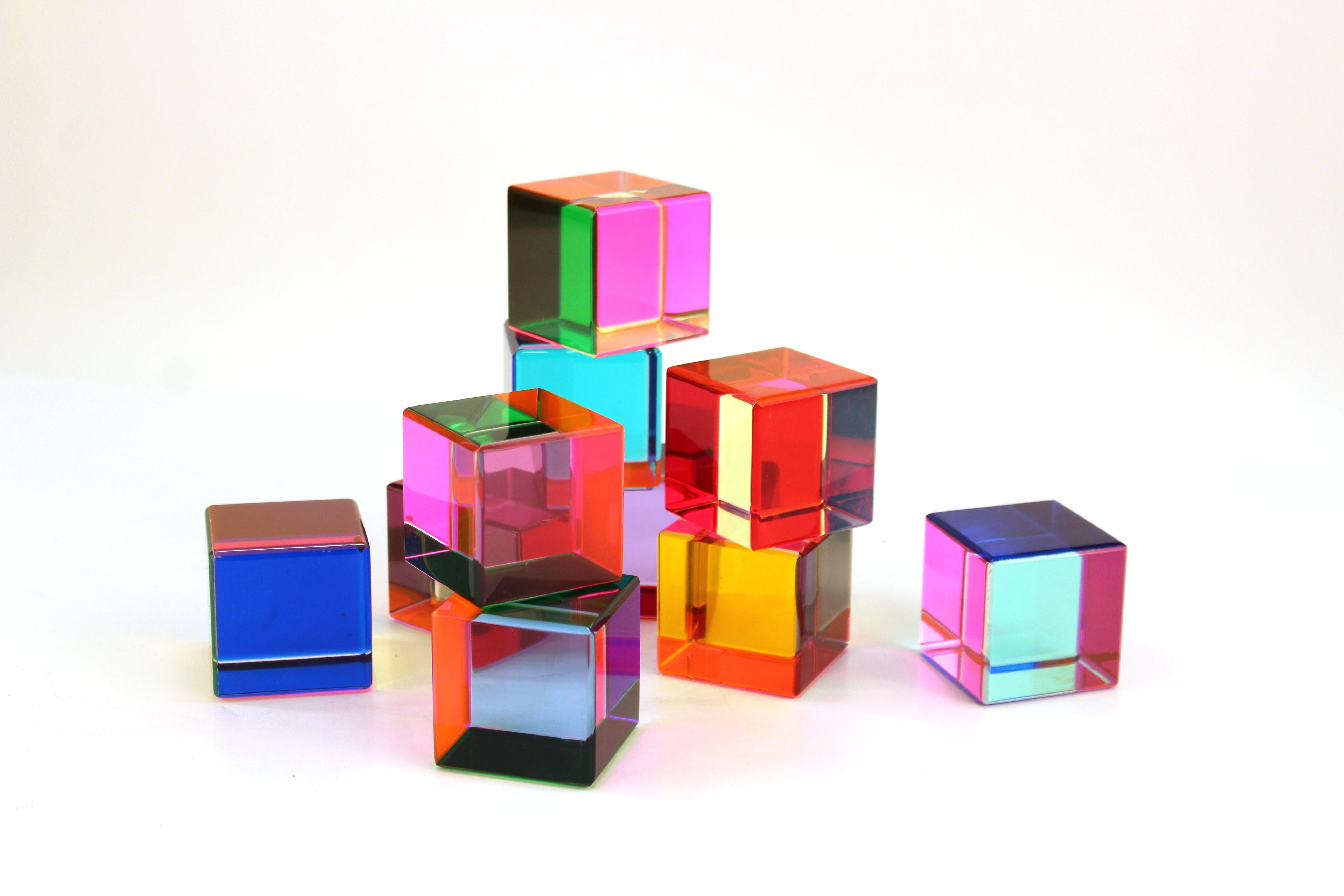 Macedonian Vasa Mihich Cubes in Multi-Color Acrylic