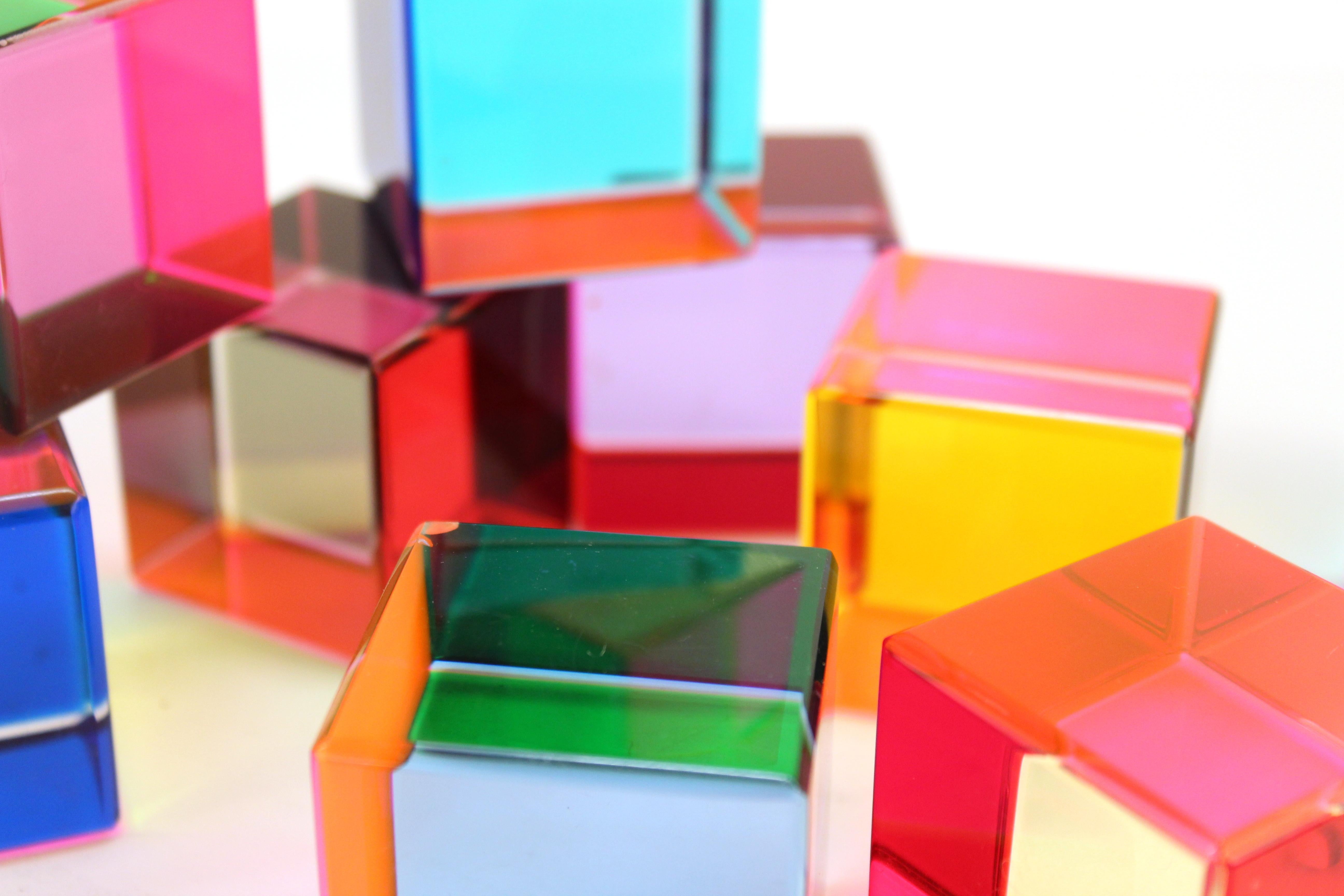 Vasa Mihich Cubes in Multi-Color Acrylic In Good Condition In New York, NY