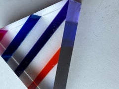 Vasa Velizar Mihich acrylic abstract sculpture triangle multicolor signed.
