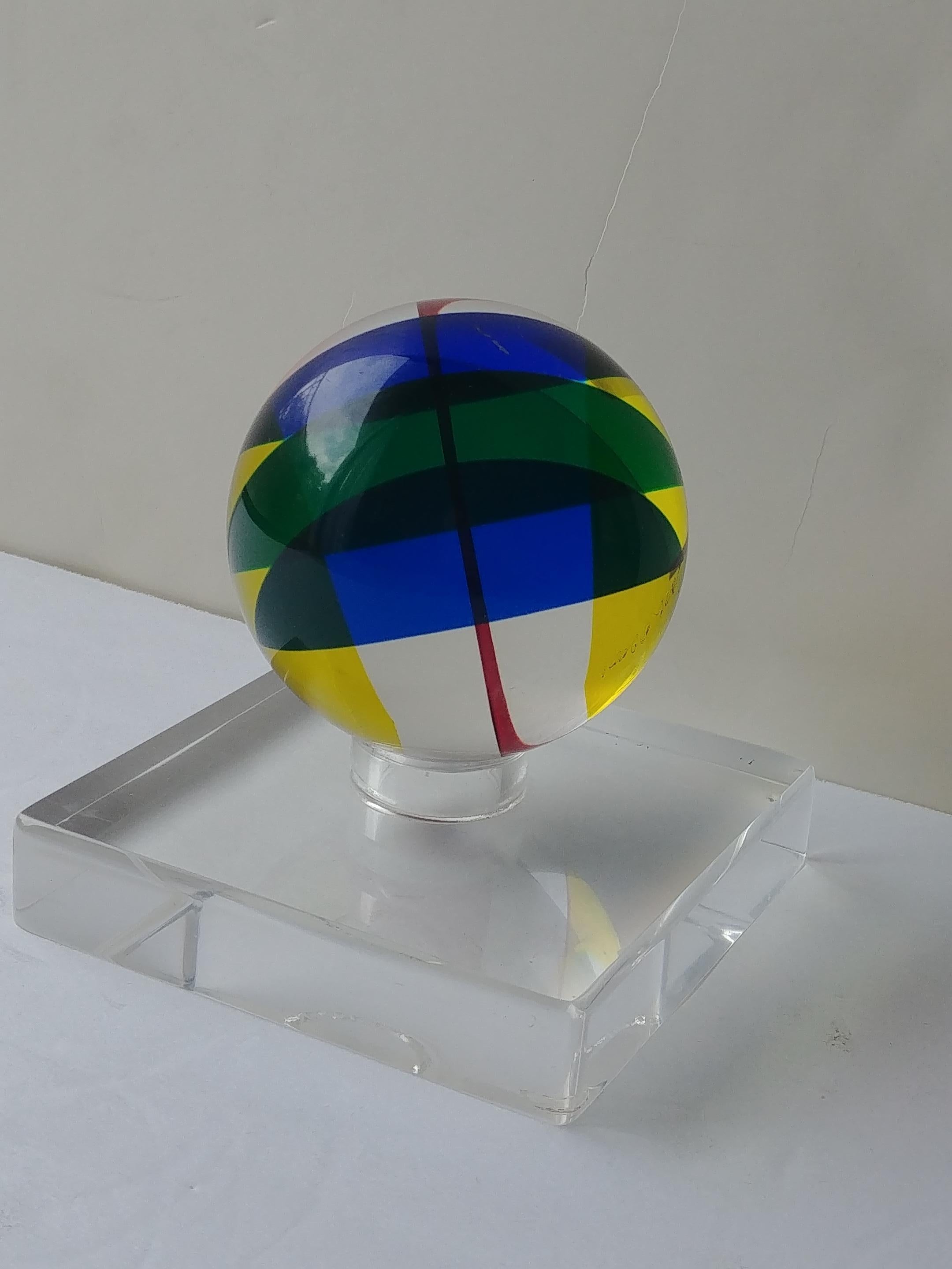 Vasa, Velizar Mihich Acrylic, Ball, Sphere Sculpture, Signed, Dated In Excellent Condition In Los Angeles, CA