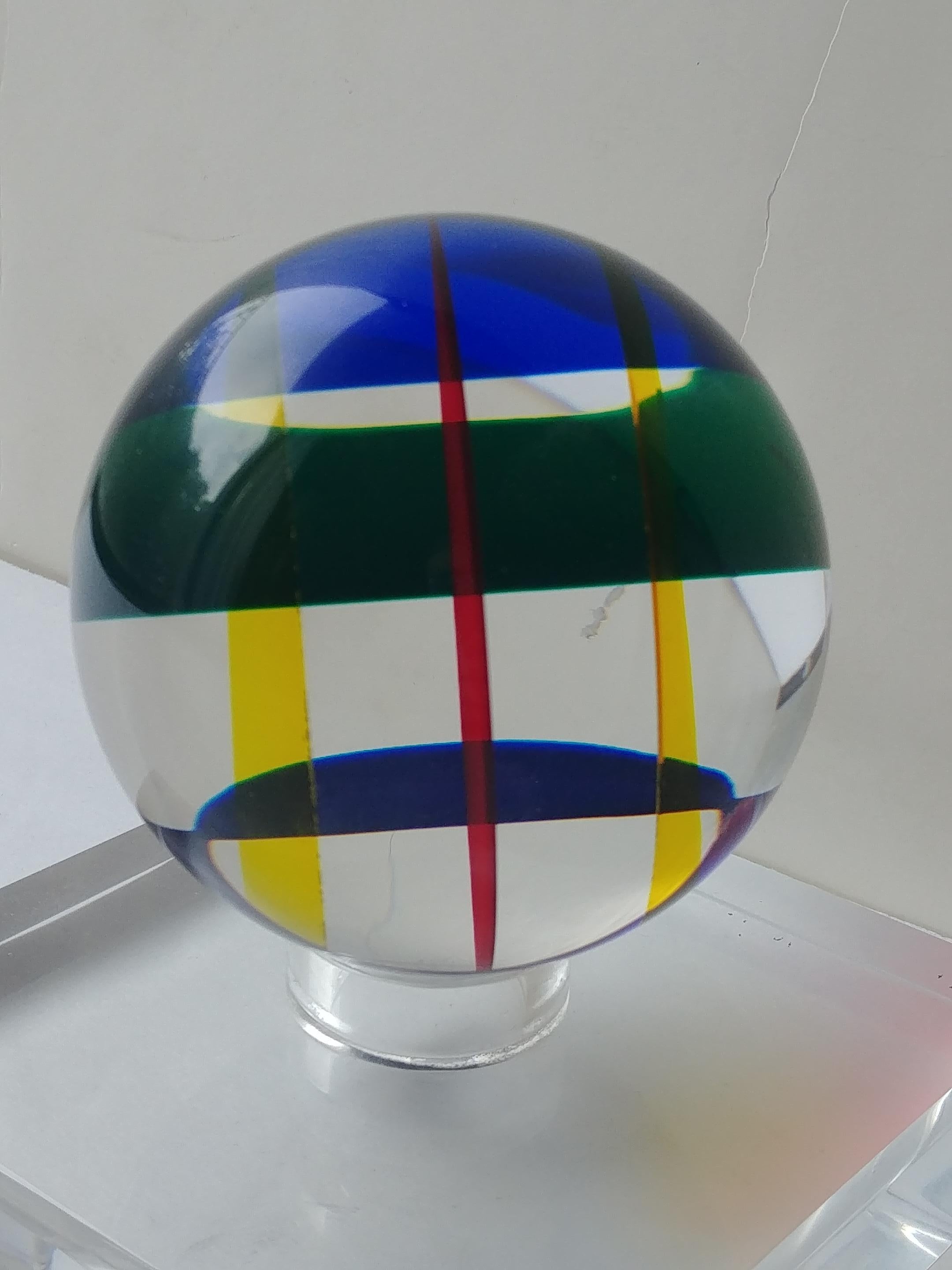 Contemporary Vasa, Velizar Mihich Acrylic, Ball, Sphere Sculpture, Signed, Dated