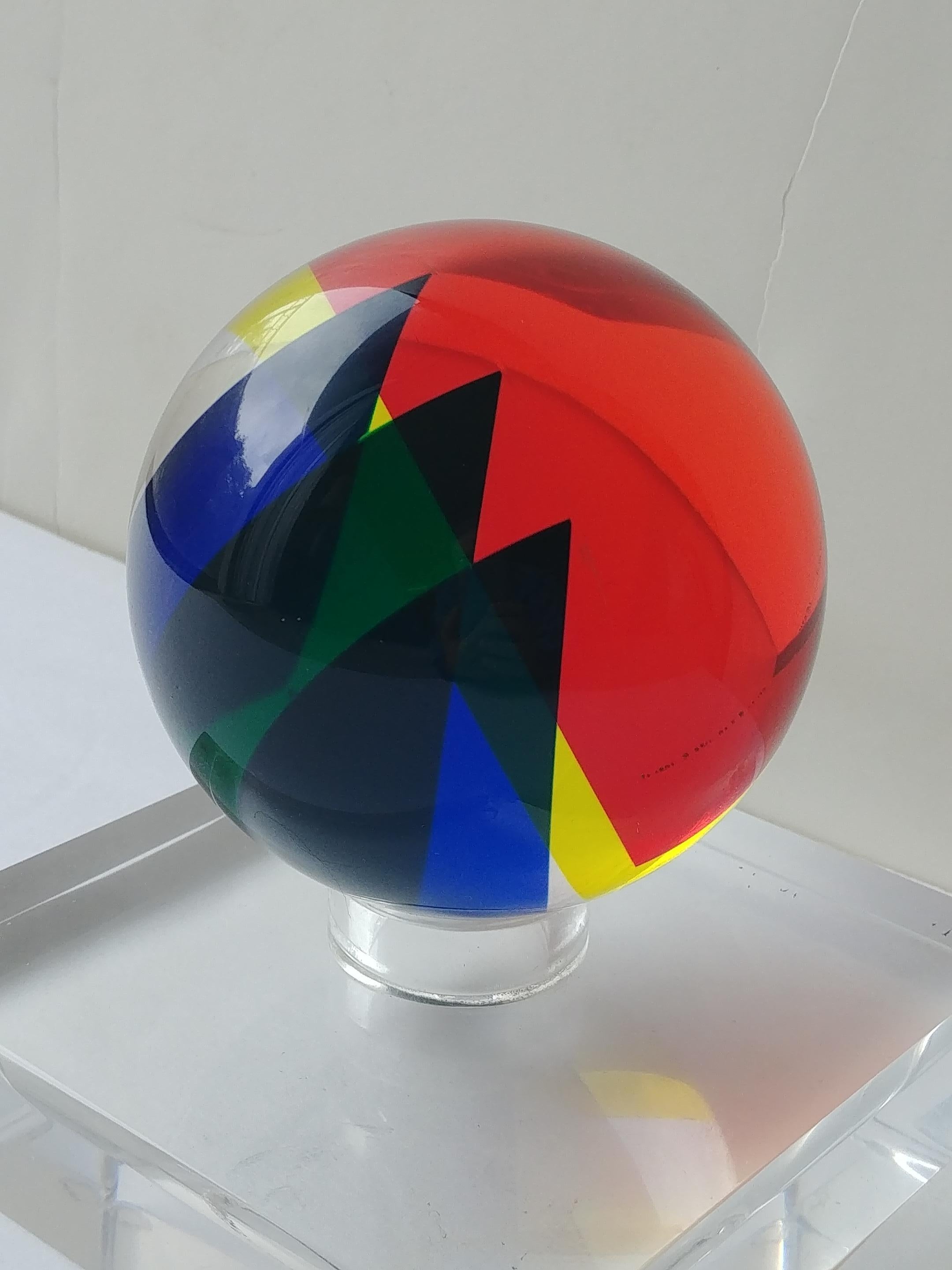 Vasa, Velizar Mihich Acrylic, Ball, Sphere Sculpture, Signed, Dated 1