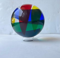 Vasa Velizar Mihich acrylic sphere / ball sculpture abstract w/. stand, signed
