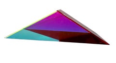 Used Hand Signed Dated 1993 Colorful Acrylic Vasa Laminated Lucite Triangle Sculpture