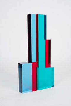Skyscraper, colored acrylic sculpture