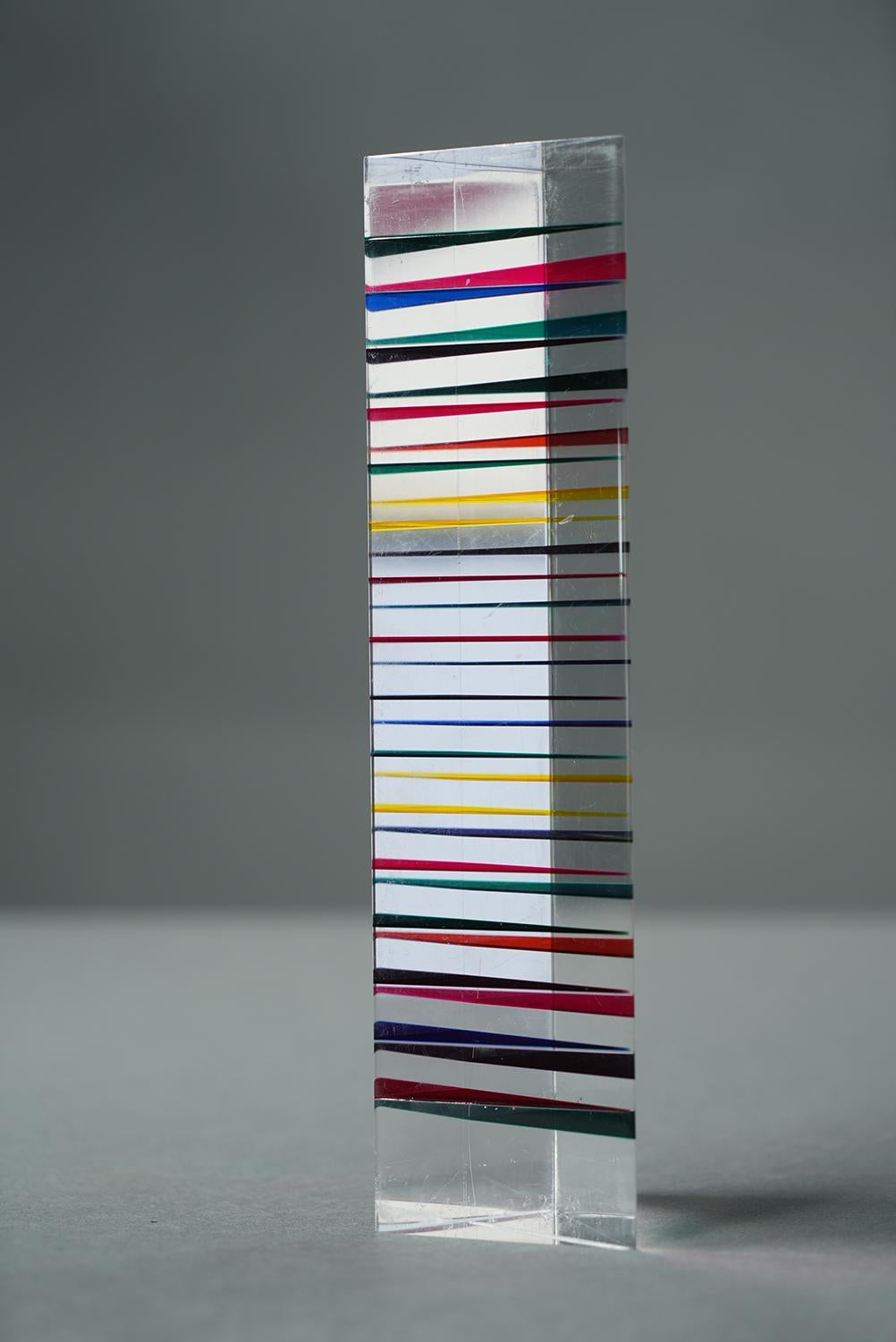 Triangular color Column - Abstract Sculpture by Vasa Velizar Mihich