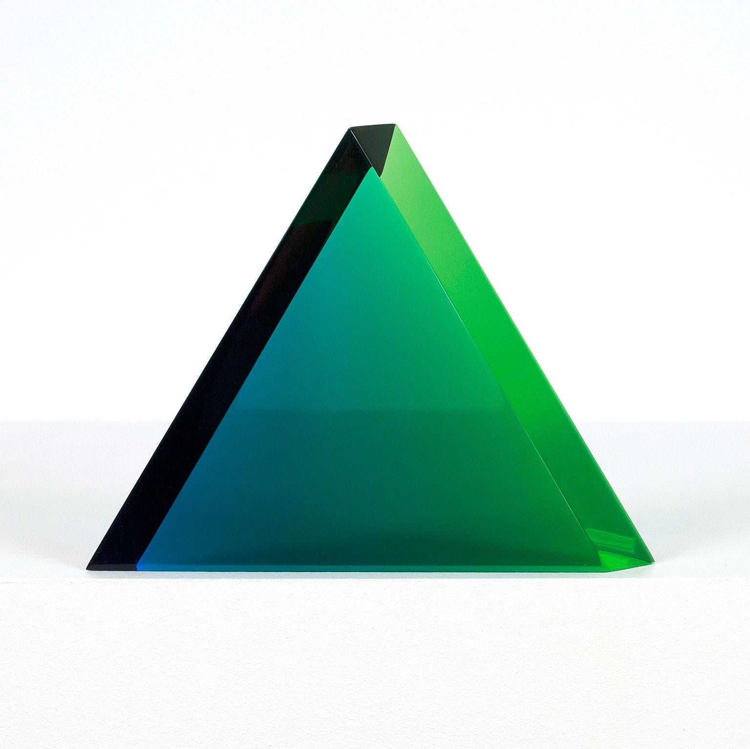 The triangle is arguably Vasa Mihich's most iconic and collected form. 

The shape is an ideal vessel for the artist to demonstrate his mastery of color suspension and transformation. 

We particularly love the color combination of jade-green and