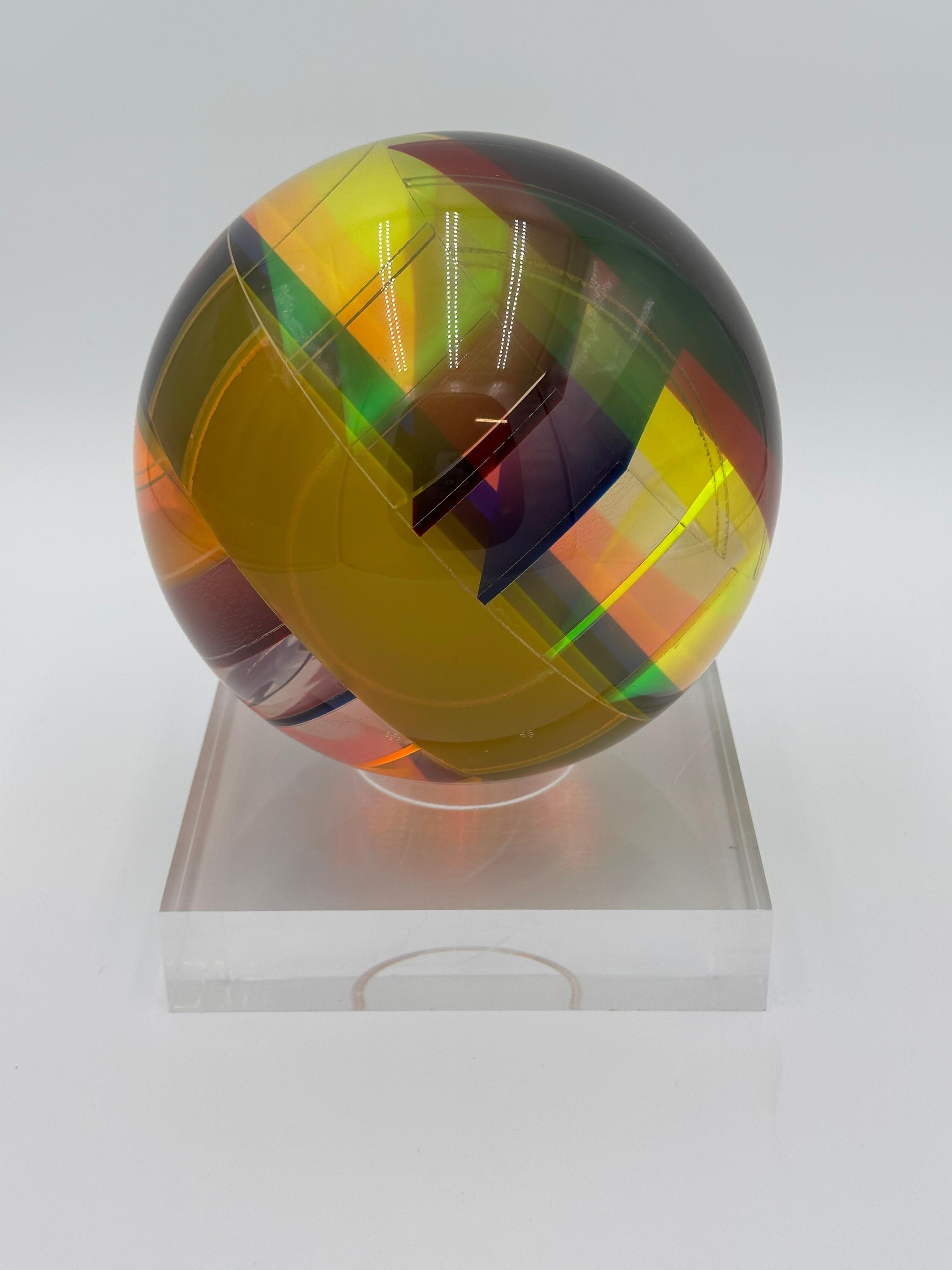 Vasa Velizar Mihich Signed Op Art Acrylic Sphere 10