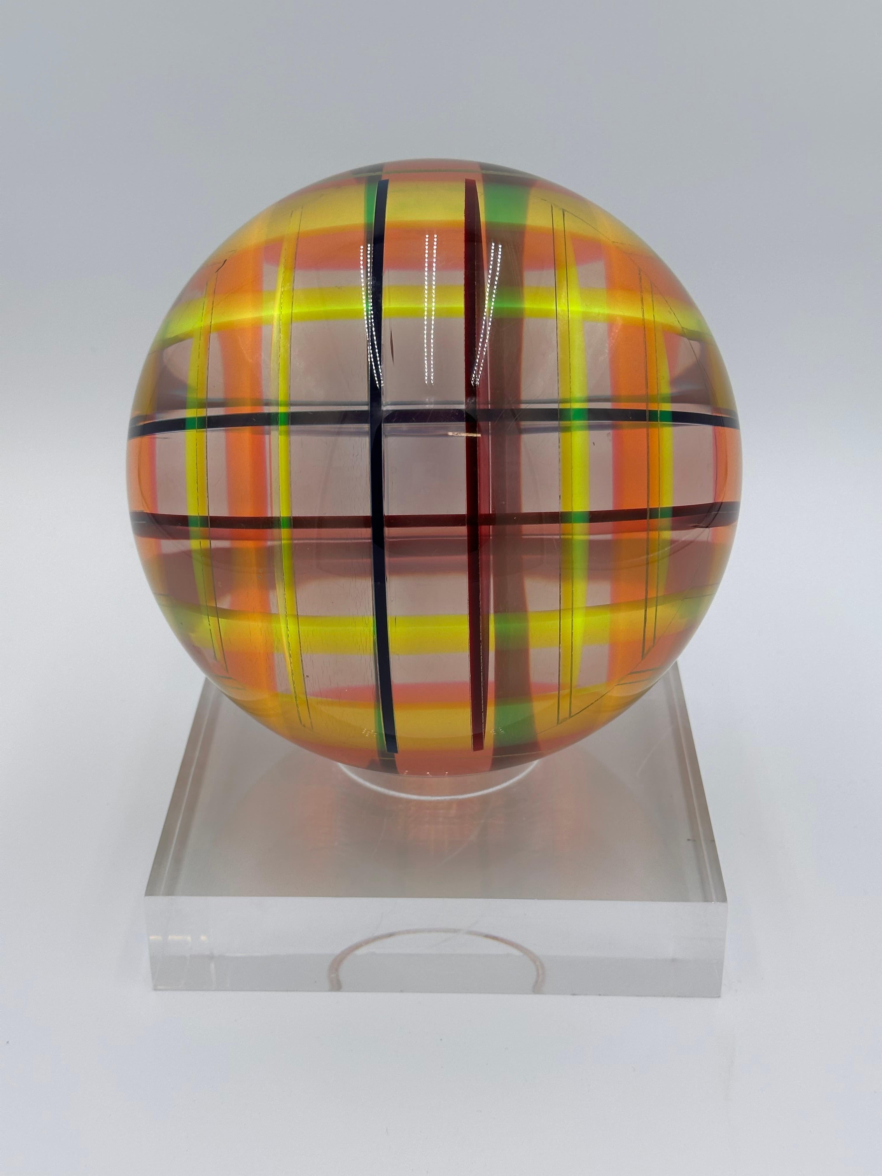 Late 20th Century Vasa Velizar Mihich Signed Op Art Acrylic Sphere