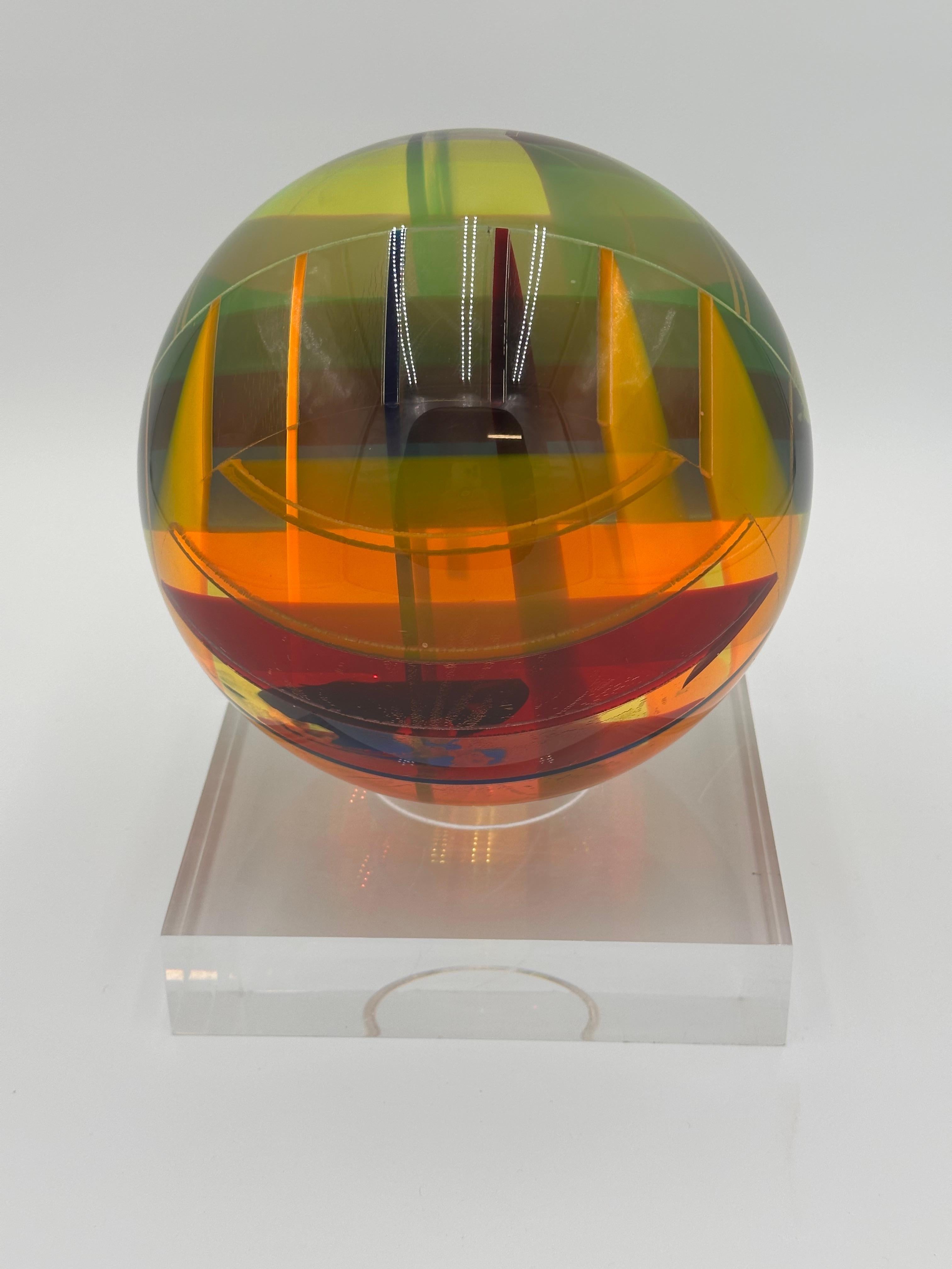 Vasa Velizar Mihich Signed Op Art Acrylic Sphere 1
