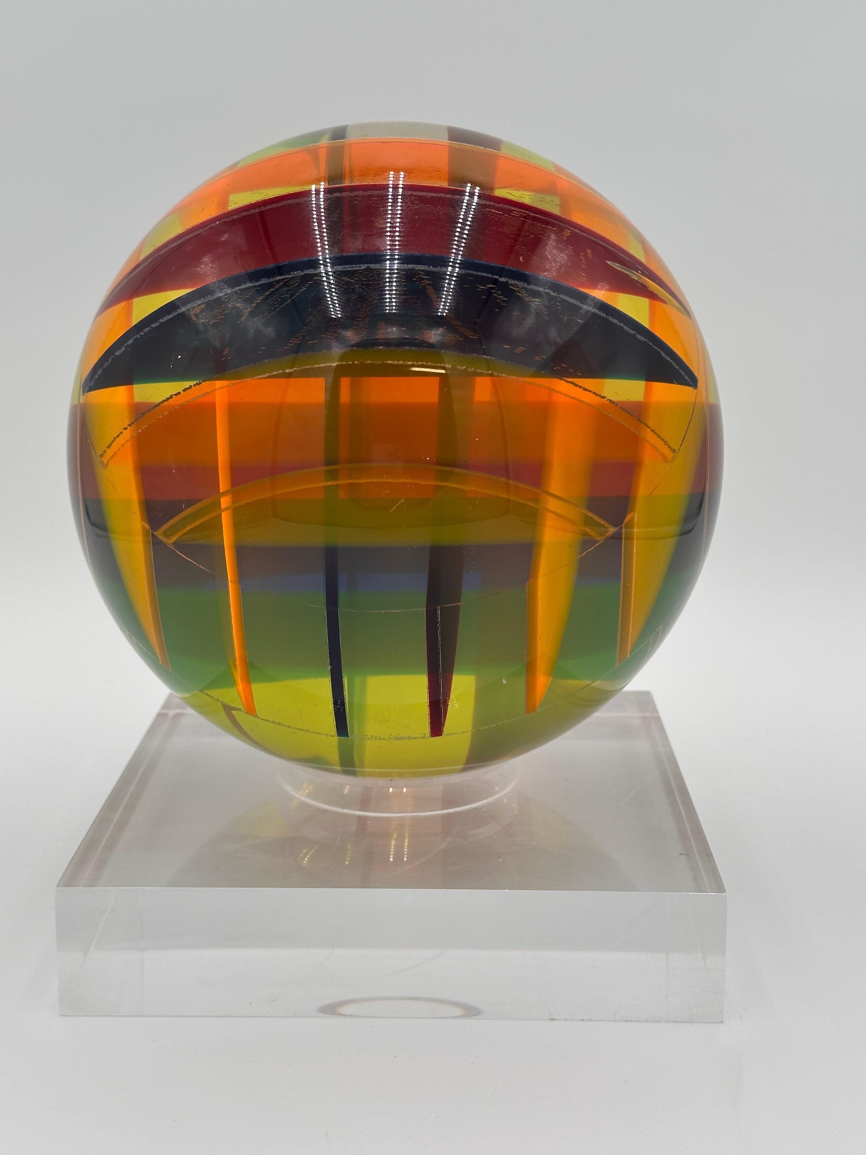 Vasa Velizar Mihich Signed Op Art Acrylic Sphere 2