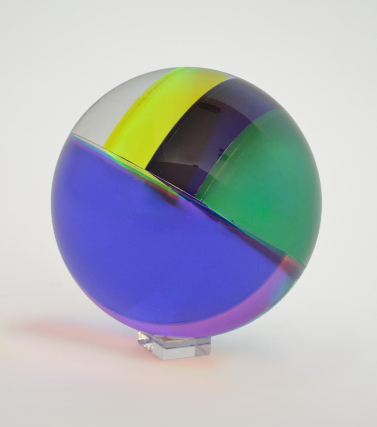 Laminated Vasa Velizar Mihich Sphere Sculpture Signed, 1989 For Sale