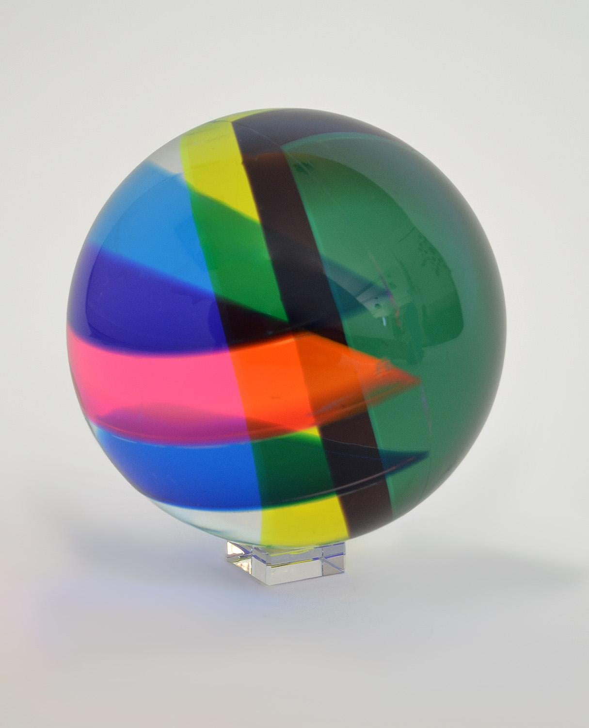Acrylic Vasa Velizar Mihich Sphere Sculpture Signed, 1989 For Sale