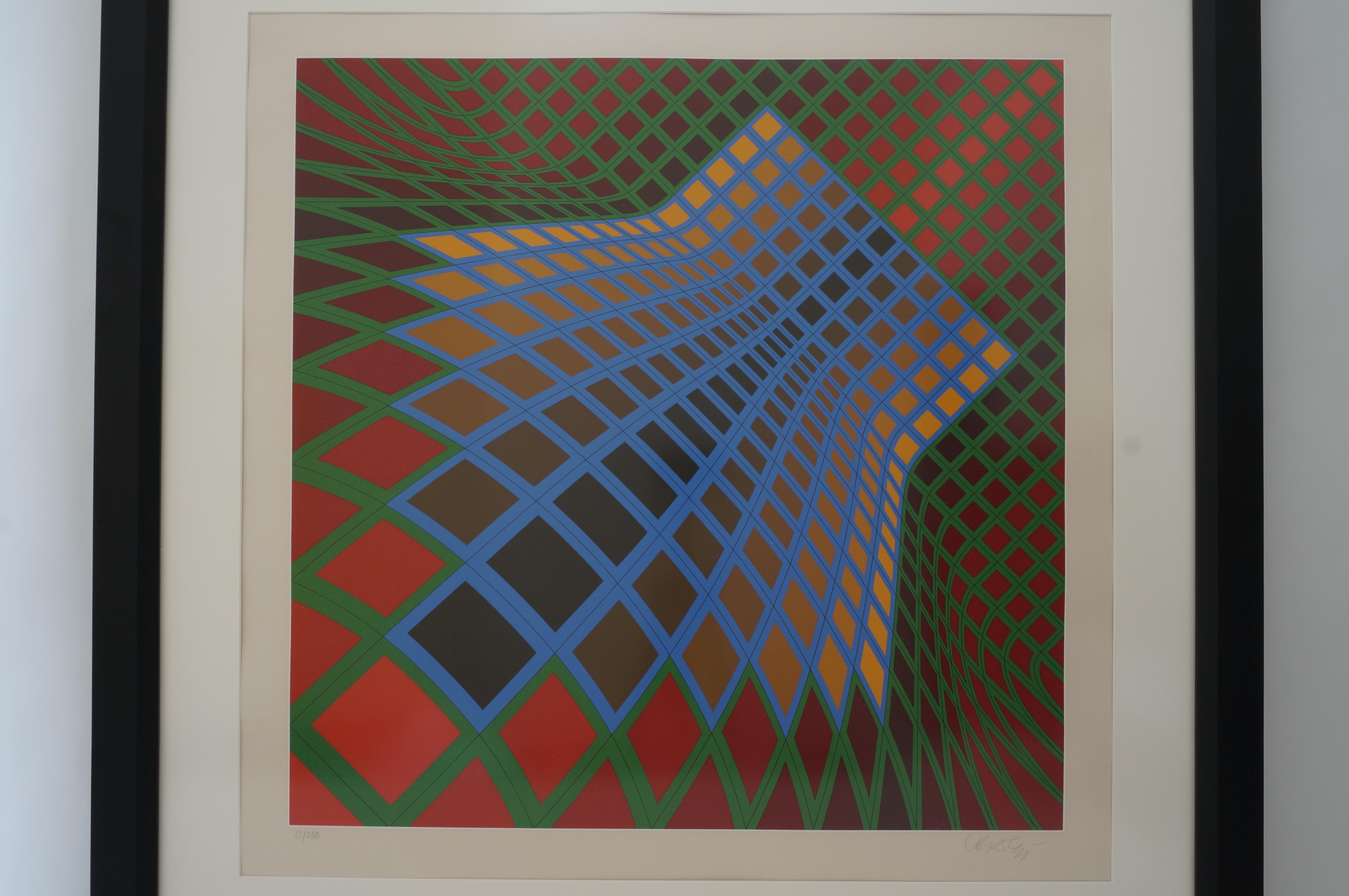 Unknown Vasarely Op Art Print 67/250 For Sale